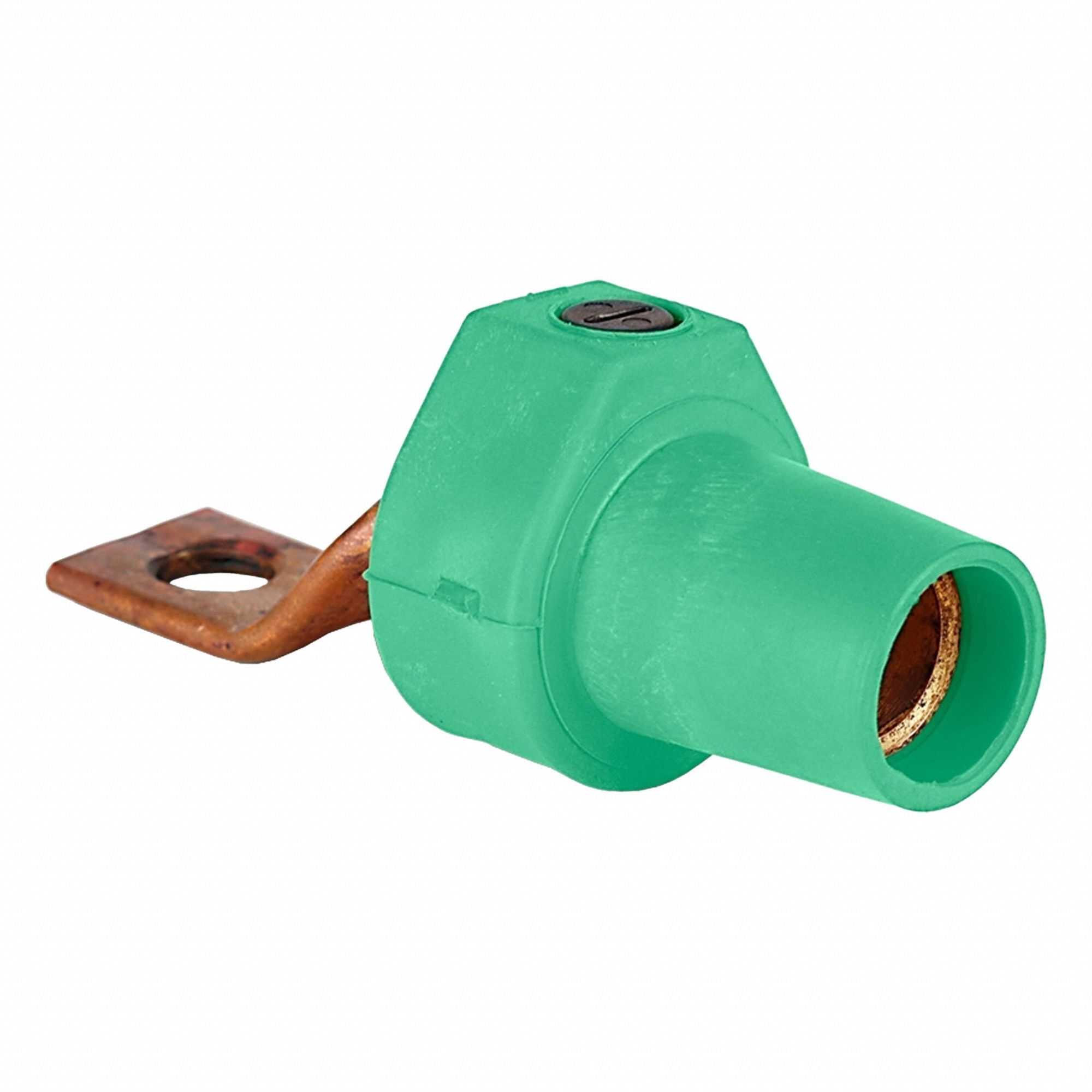 Terminal Connector: For Male Plugs, 400 A, Angled, Green, Round, Threaded Mounting