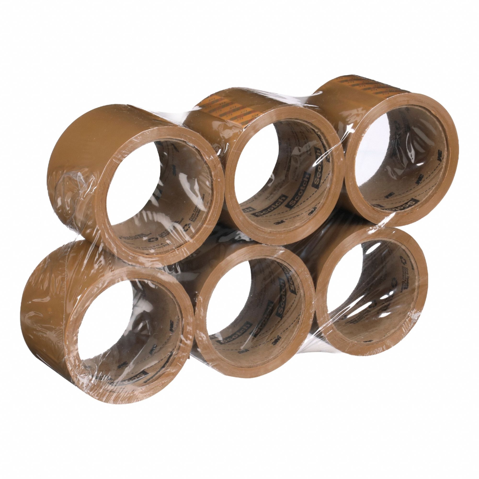 Carton Sealing Tape: 1.8 mil Tape Thick, 3 in x 55 yd, 371, 6 PK