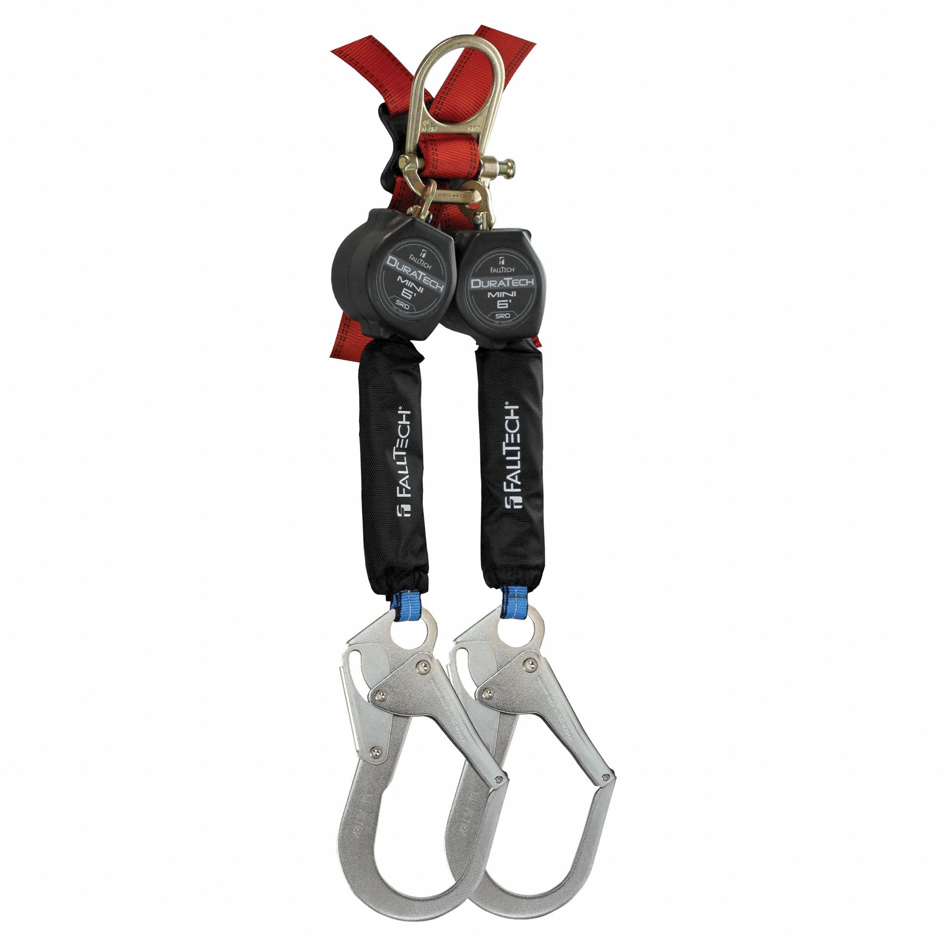 Self Retracting Lifeline: Steel Rebar Hook Anchor, Harness Steel Quick-Connect, 2 legs