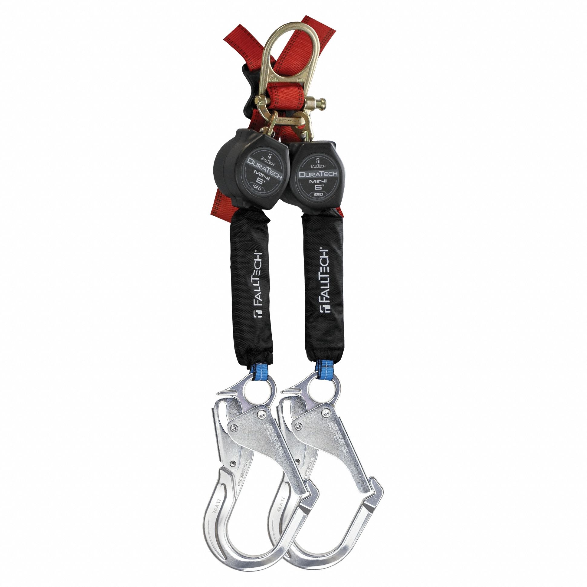 Self Retracting Lifeline: Aluminum Rebar Hook Anchor, Harness Steel Quick-Connect, 2 legs