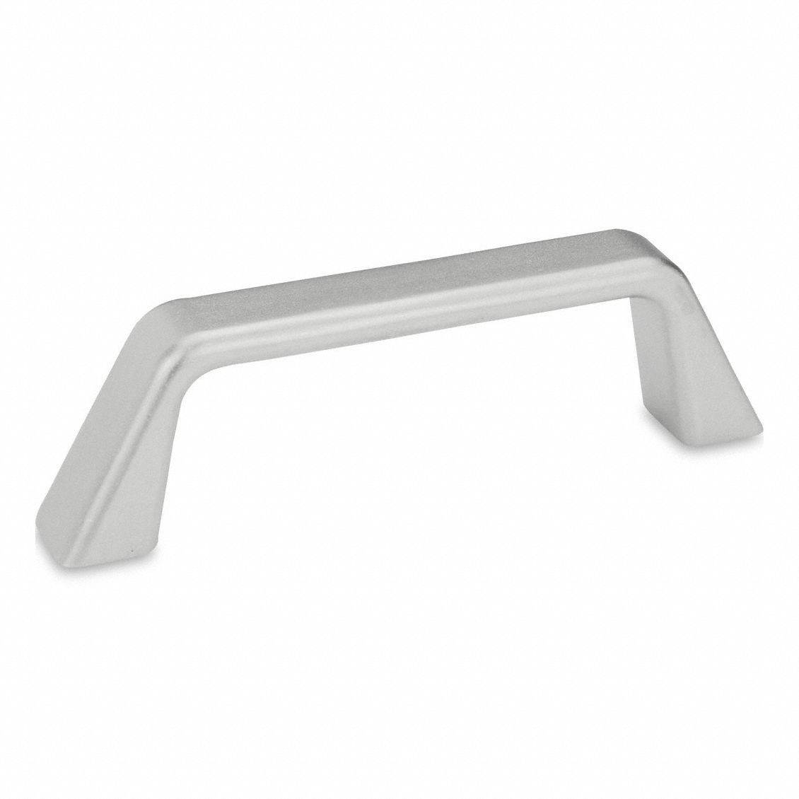 Pull Handle: Threaded Holes, Stainless Steel, Silver, 0.31 in, 4.25 in Grip Lg