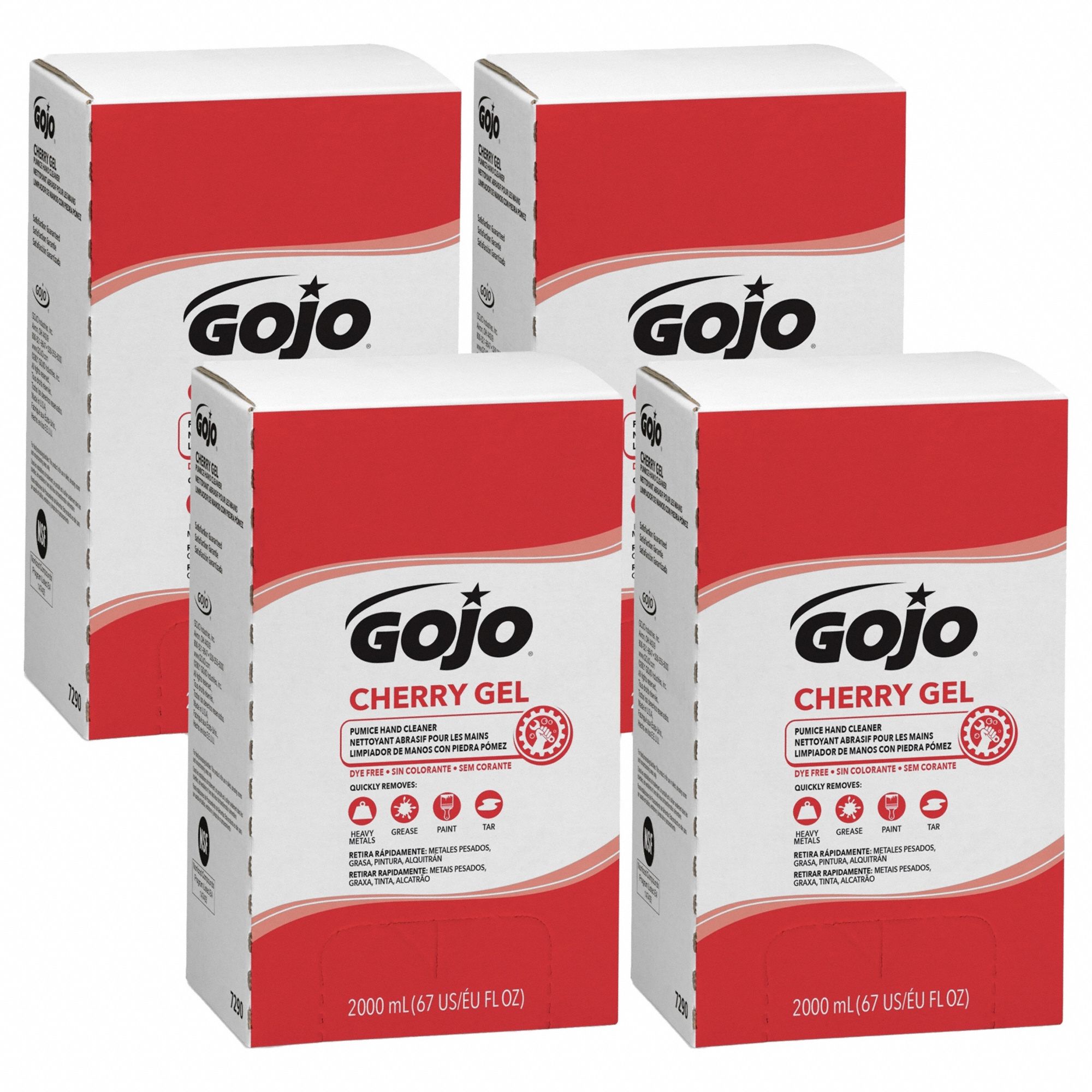 HAND CLEANER, CHERRY GEL SERIES, GEL, 2,000 ML, INCLUDES GRIT, CHERRY, 4 PK