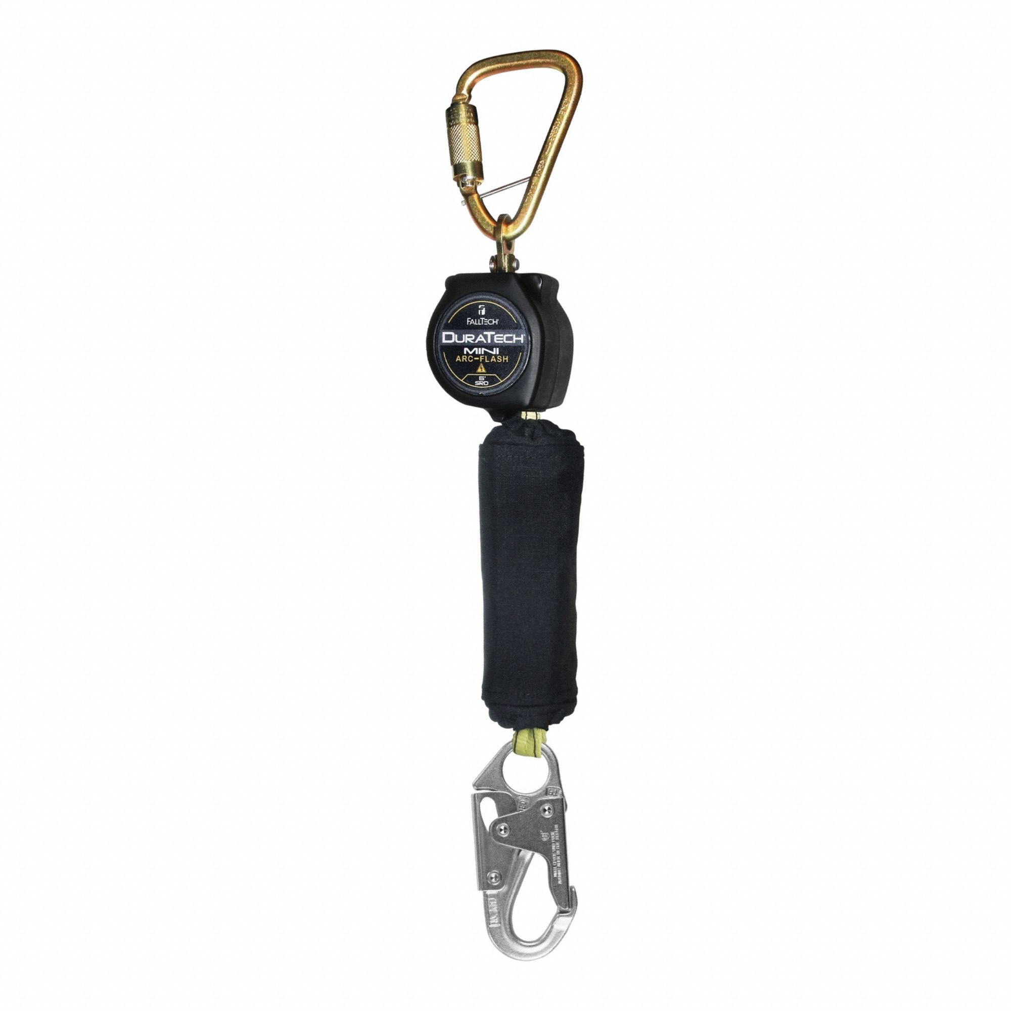 Self-Retracting Lifeline: Steel Snap Hook Anchor, Harness Steel Carabiner, 6 ft Line