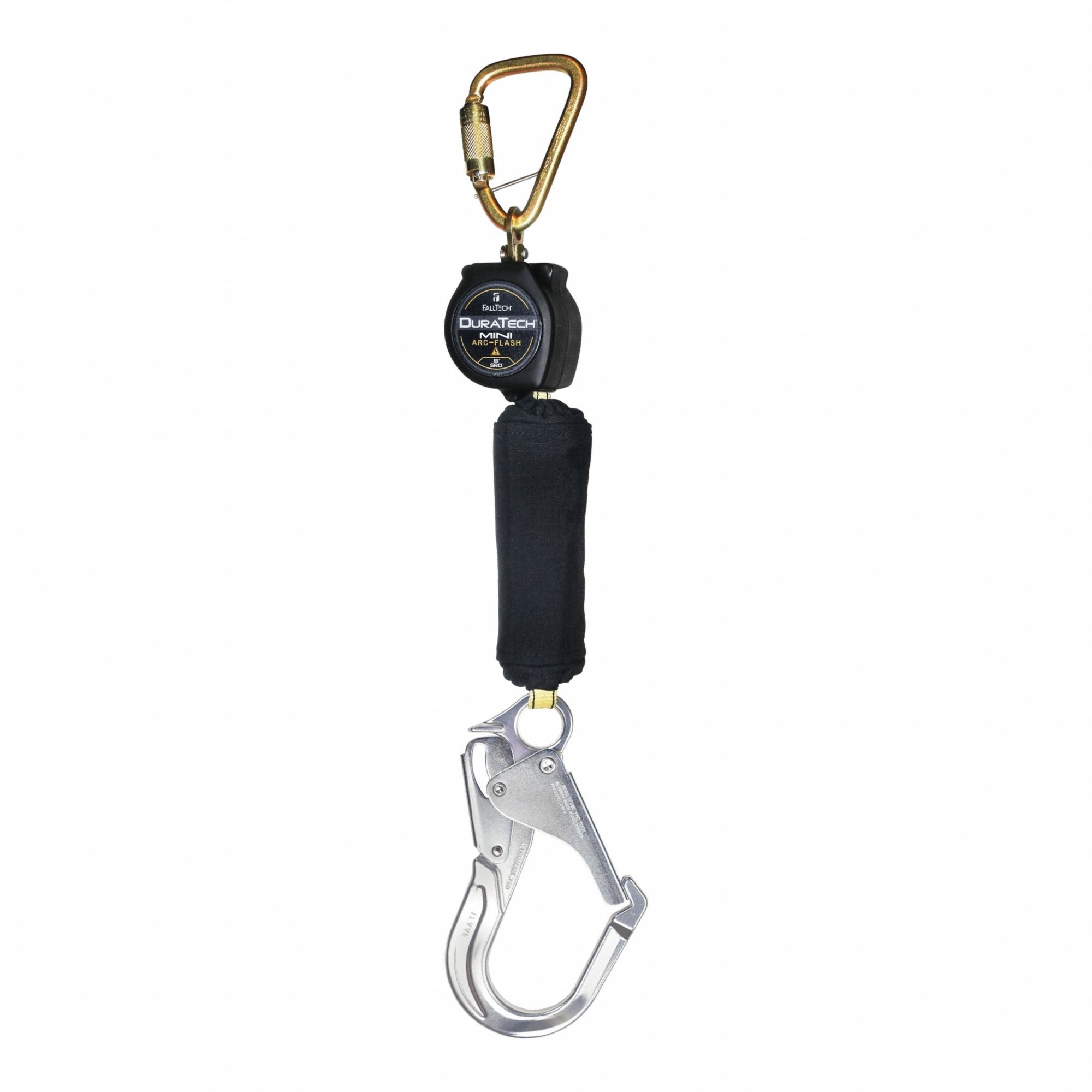 Self-Retracting Lifeline: 2 1/2 inAluminum Rebar Hook Anchor, Harness Steel Carabiner