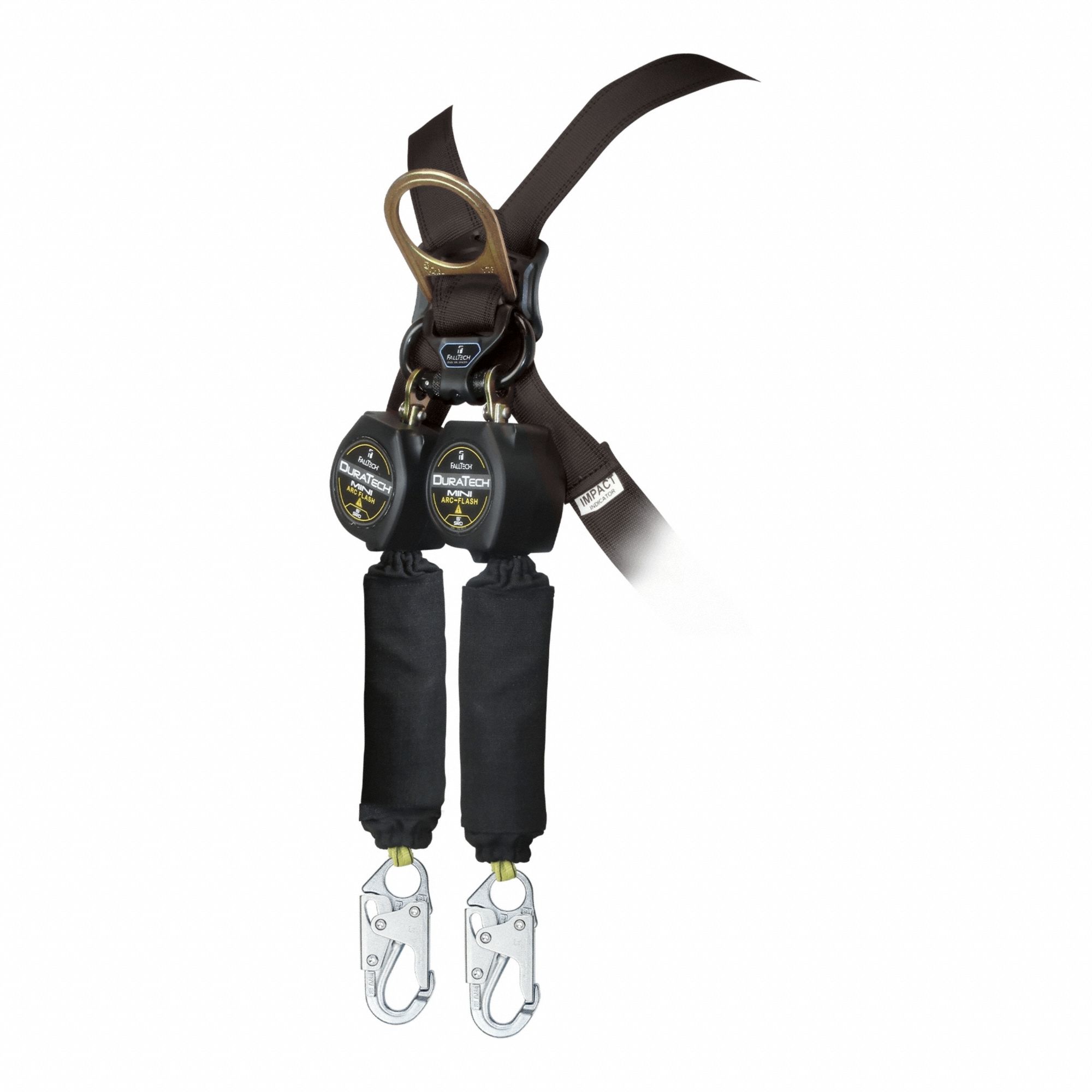 Self-Retracting Lifeline: Steel Snap Hook Anchor, Harness Steel Carabiner, 2 legs