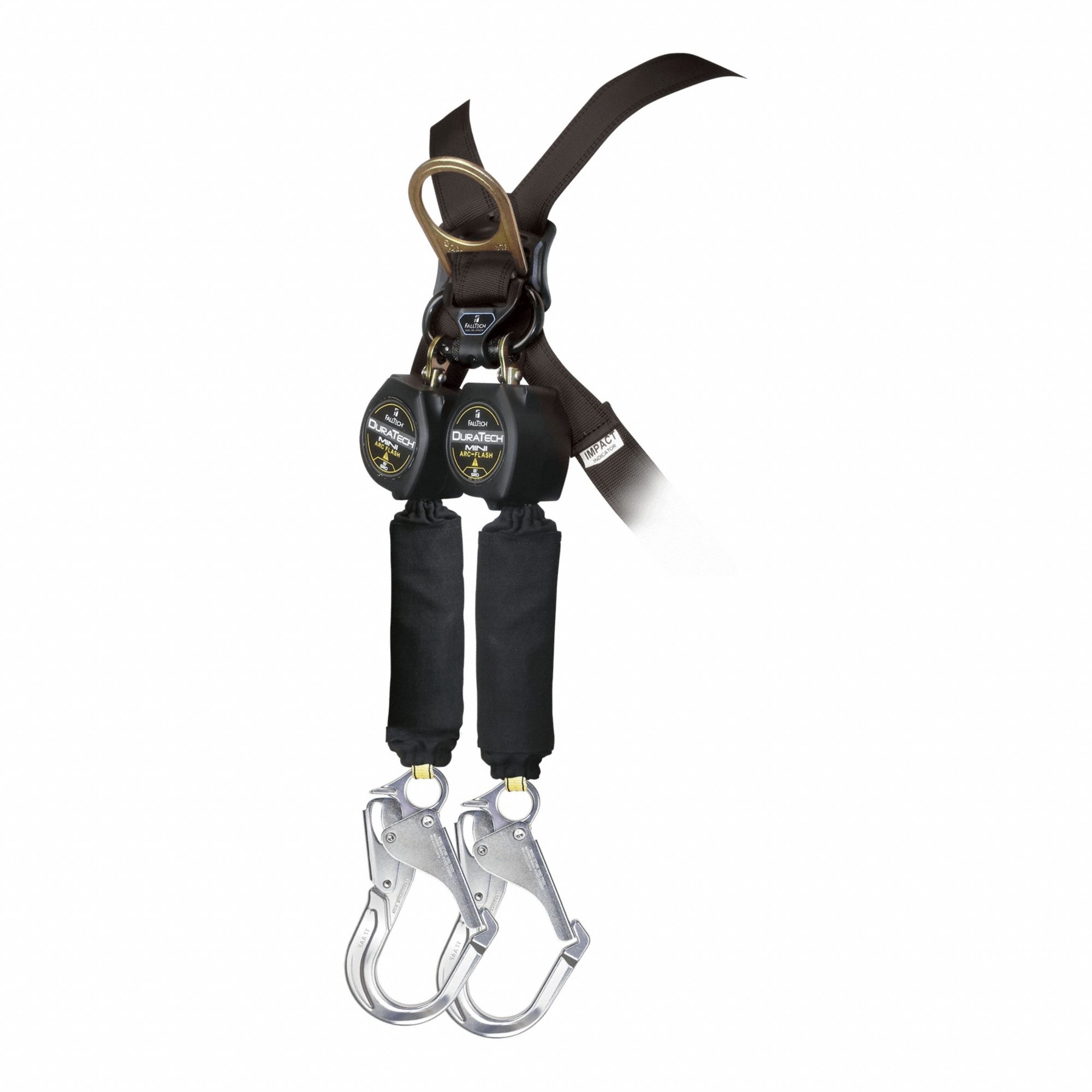 Self-Retracting Lifeline: 2 1/2 inAluminum Rebar Hook Anchor, Harness Steel Carabiner