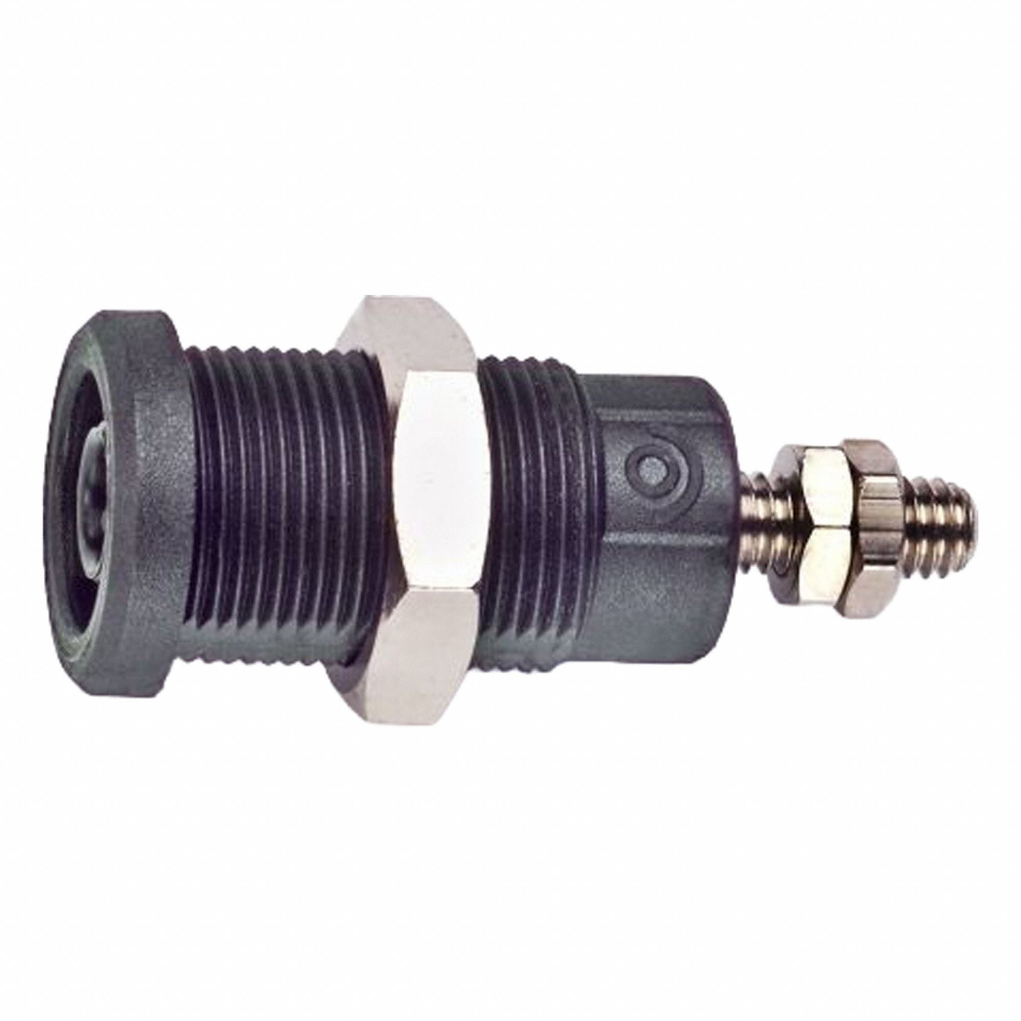POMONA Panel Mount Banana Jack: CAT III 1000V, 1 3/8 in Lg, 36 A Max Current Measurement (MPN 72930-0). Key specifications — Manufacturer Part Number: 72930-0; Body Material: Brass; Brand: POMONA; Color: Black.