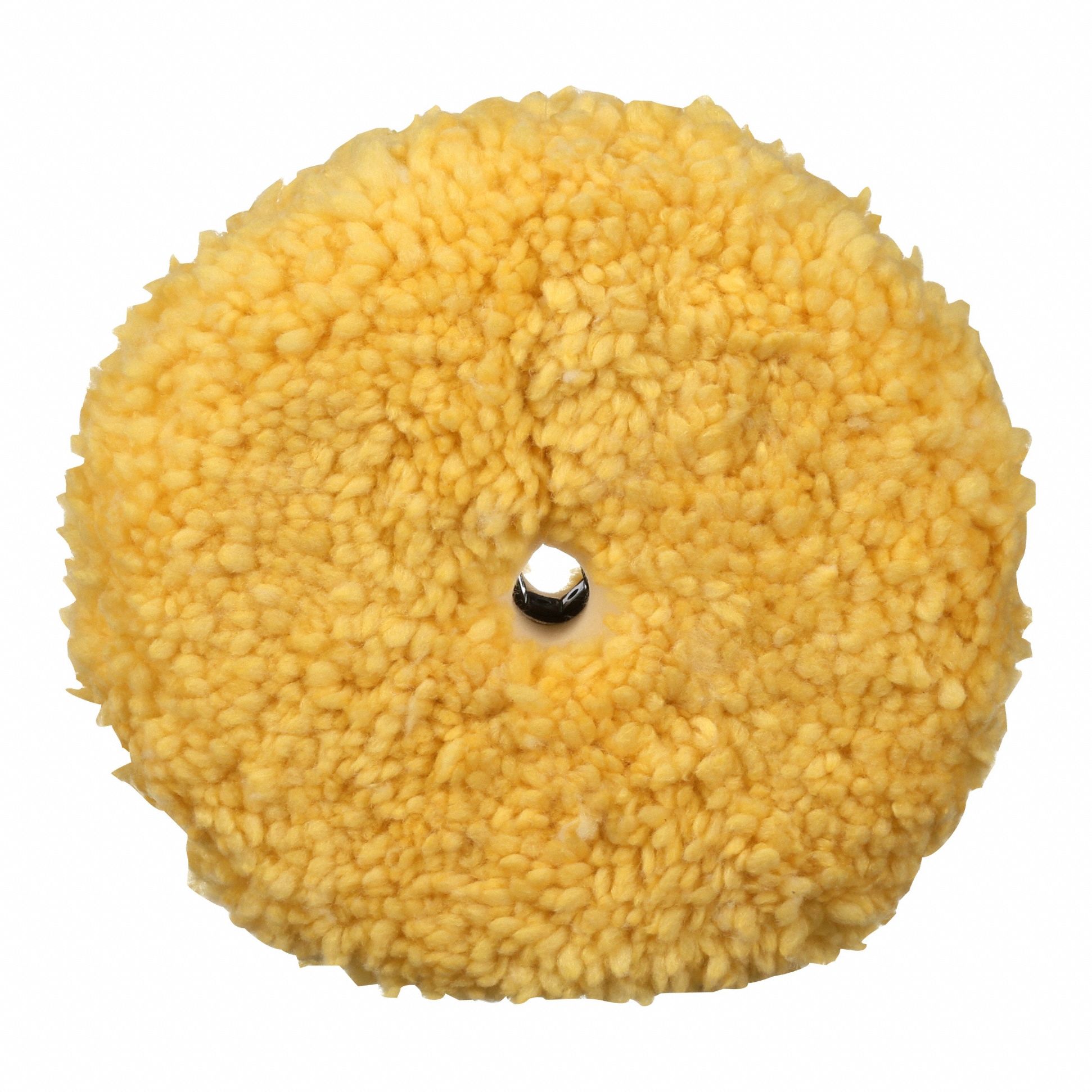 Wool Polishing Pad: Pad, Unthreaded Center Hole, Wool, 9 in Outside Dia, Yellow, Smooth