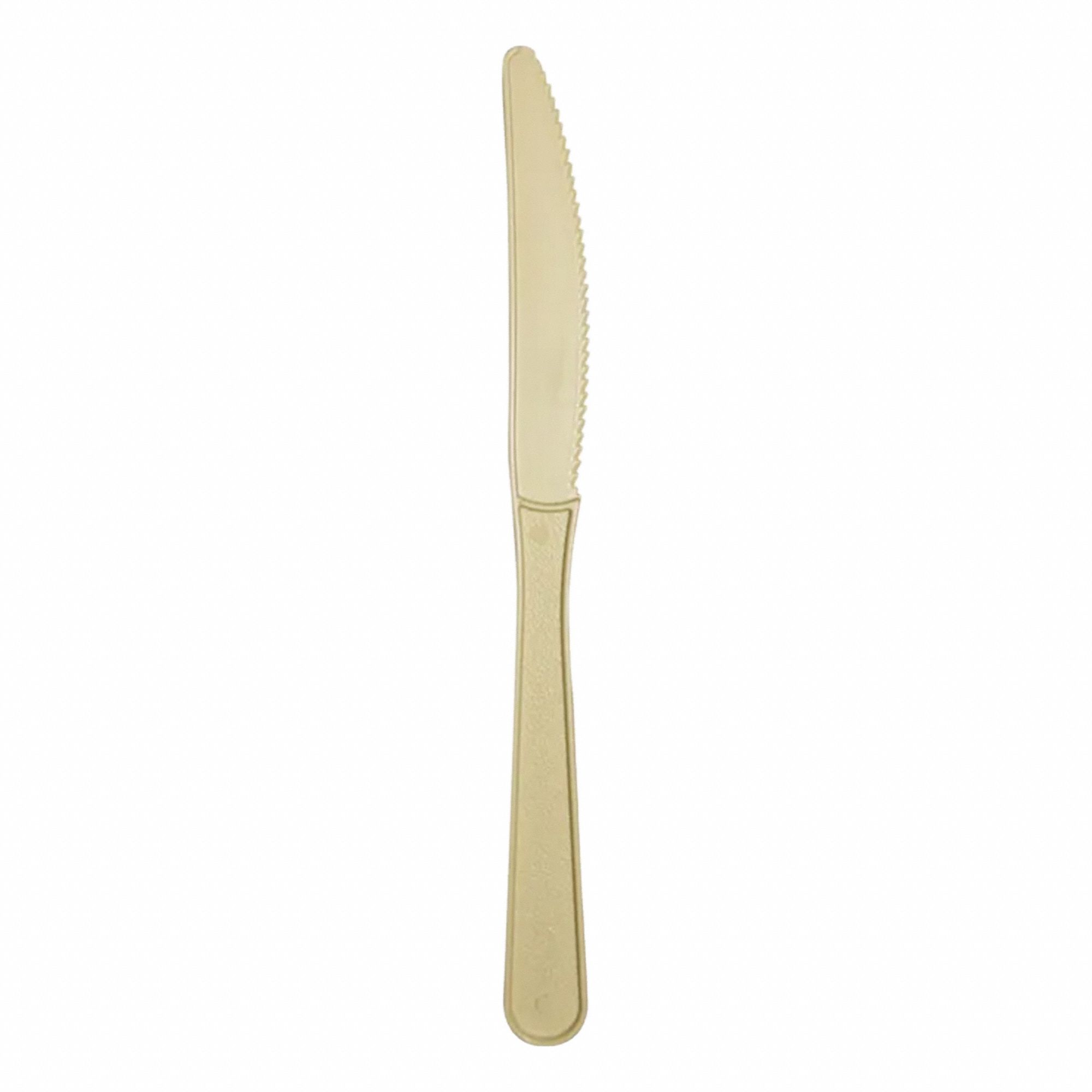 Disposable Knife: Beige, Light-Wt, Plastic, Unwrapped, 100 PK