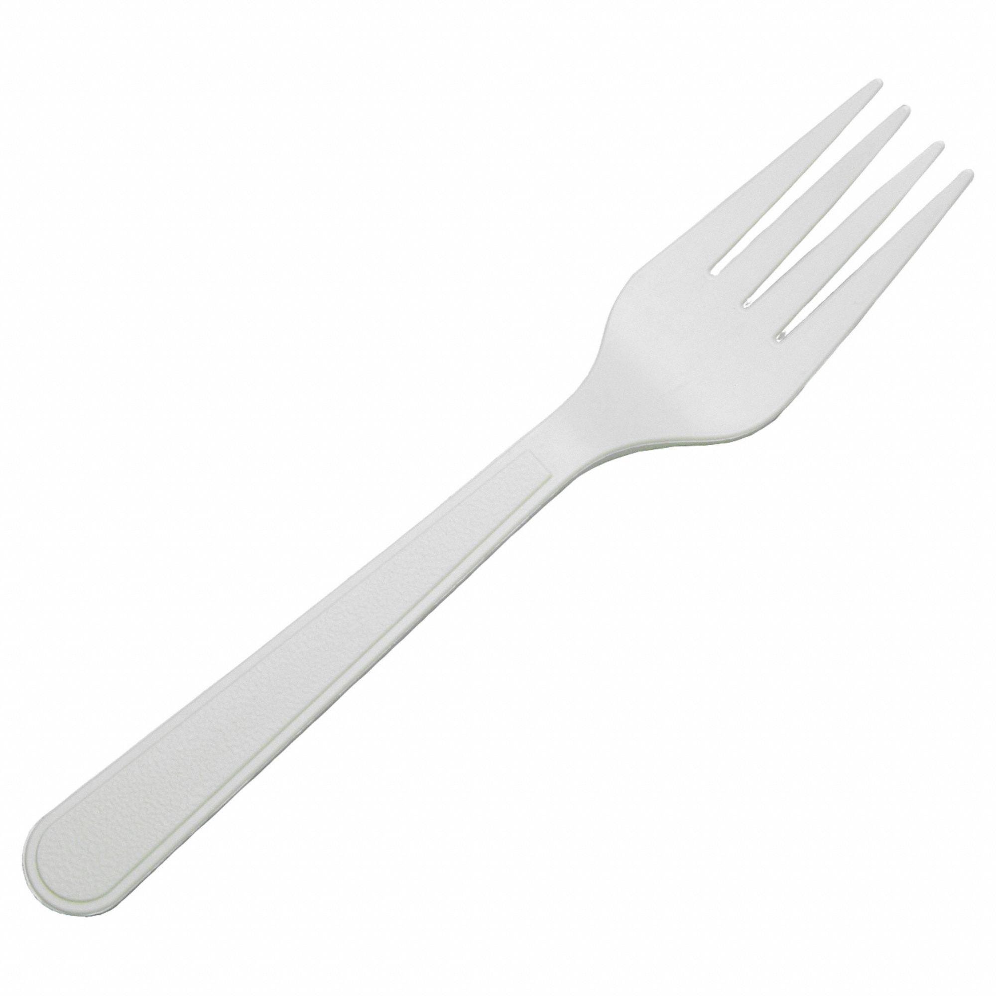 Disposable Fork: Beige, Light-Wt, Plastic, Unwrapped, 100 PK