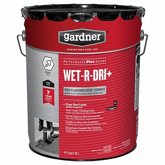 4.75 Gal. Wet-R-Dri Plus Pro Flashing Asphalt Roof Patch Coating Cement 4.75 Gal. Wet-R-Dri Plus Pro Flashing Asphalt Roof Patch Coating Cement