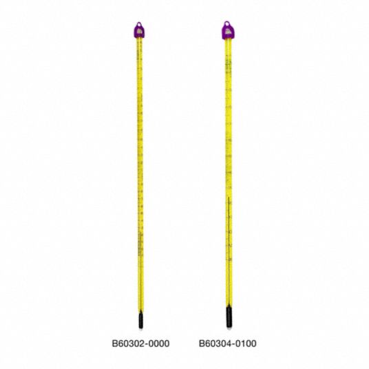 Liquid In Glass Thermometer: 200 mm Lg. x 50 mm Immersion, NIST, 0° to  300°F, Glass