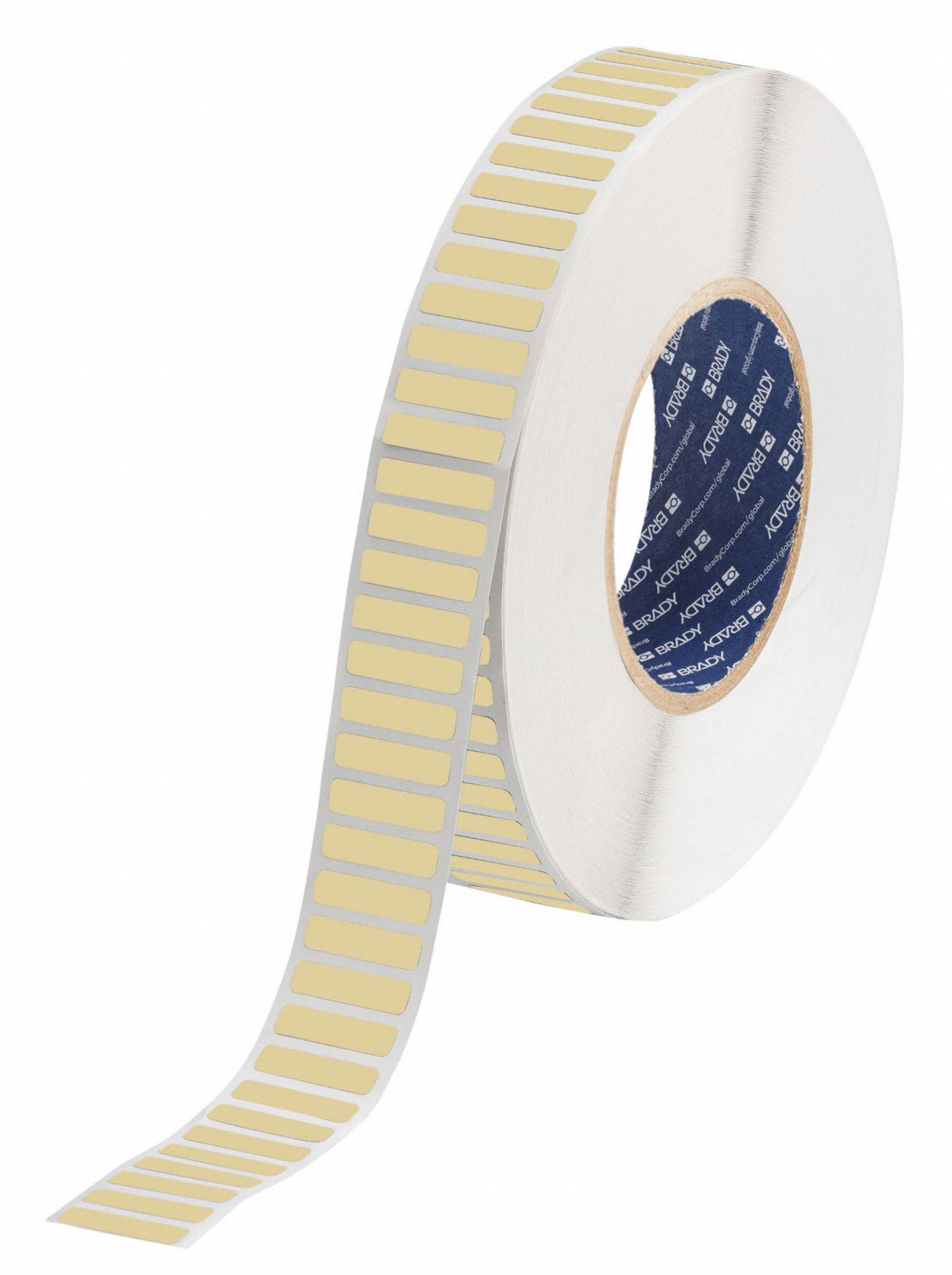 Pre-Cut Label Stock Roll: 1/4 in x 1 in, 1 in x 1/4 in, Polyimide, Permanent Adhesive
