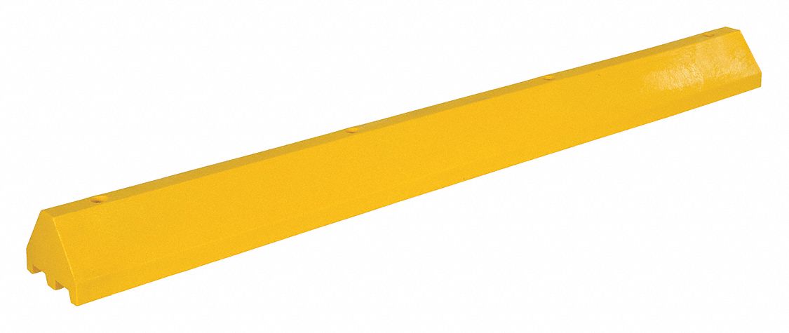 CAR STOP, YELLOW, RECYCLED PLASTIC, 7 IN HEIGHT, 96 IN LENGTH, NO CABLE CHANNEL