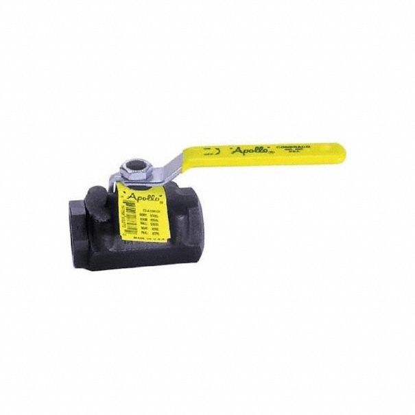 Manual Two-Way Ball Valve: 1 1/2 in, Steel, Straight, FNPT x FNPT, Std Port Ball Port, Lever