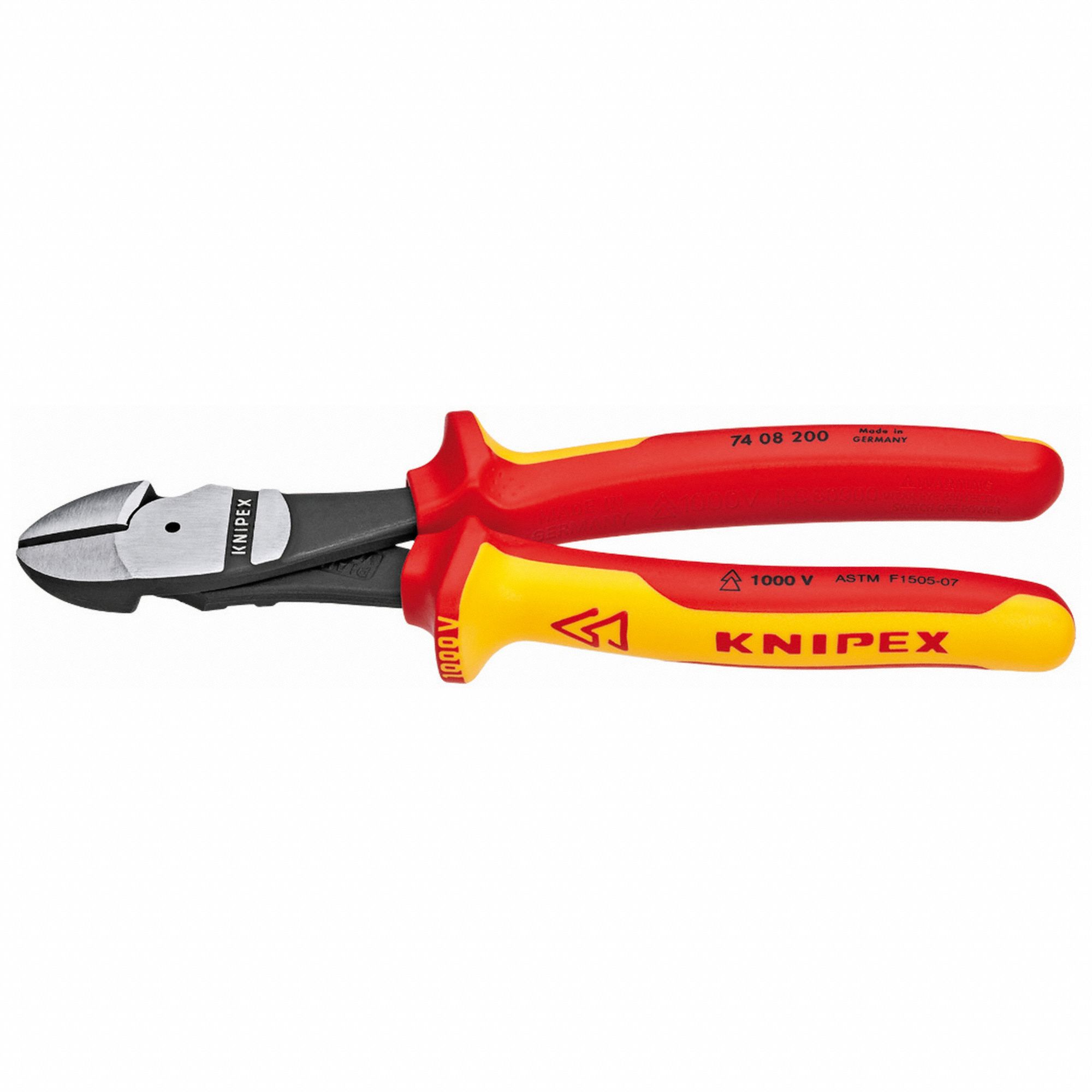 High Leverage Diagonal Cutting Plier: Insulated, Std, Oval, 7/8 in Jaw Lg, 1 1/8 in Jaw Wd, 6 - 8 in