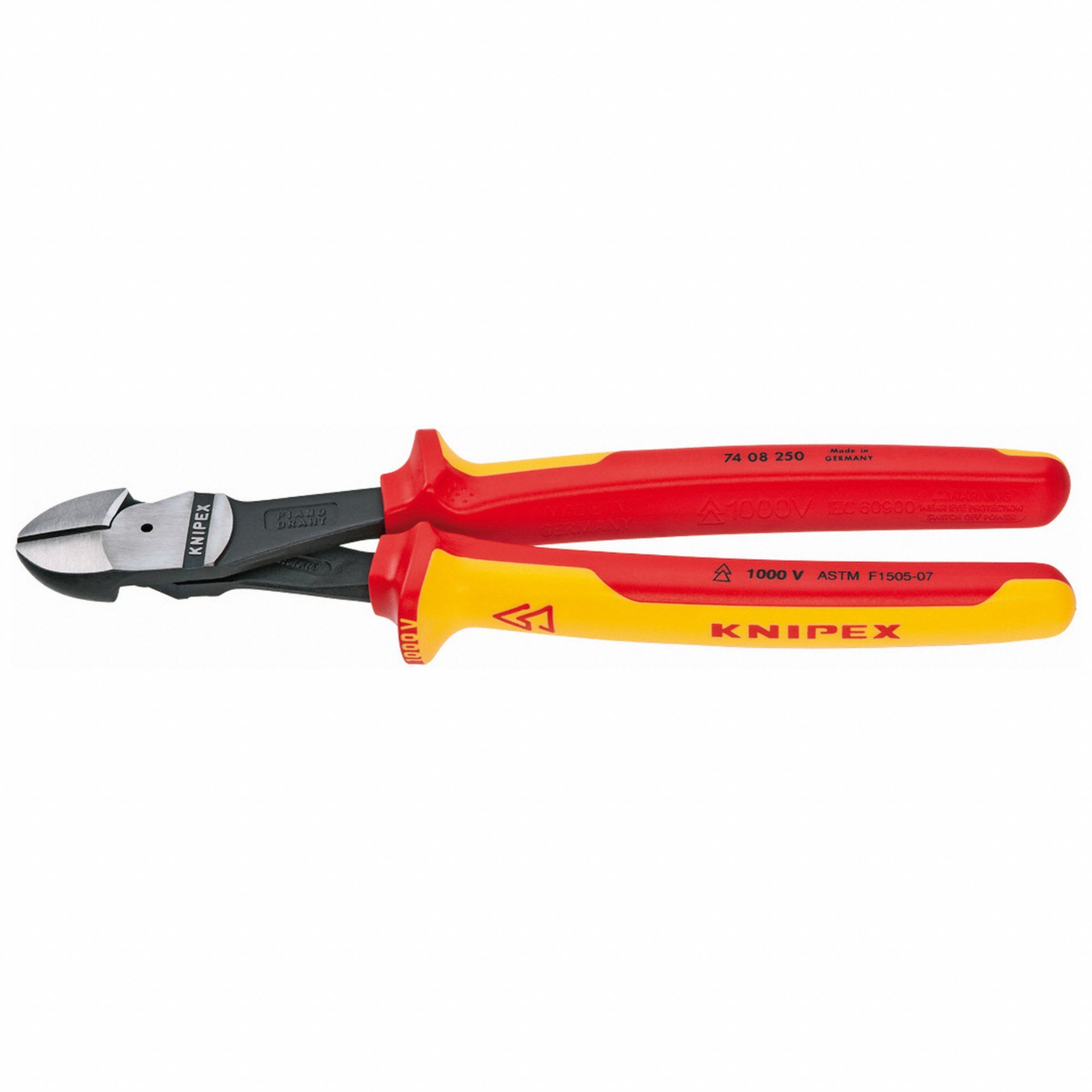 High Leverage Diagonal Cutting Plier: Insulated, Std, Oval, 7/8 in Jaw Lg, 1 1/8 in Jaw Wd