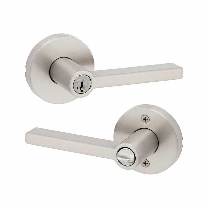 Door Lever Lockset: Office Lever Locksets, Nickel, ADA Compliant