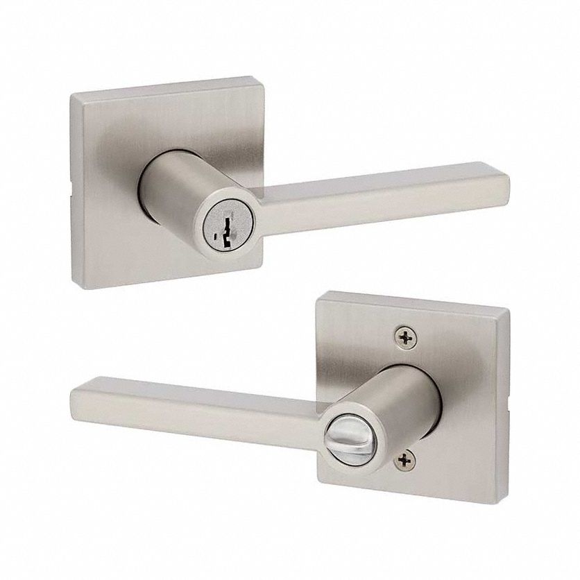 Door Lever Lockset: Office Lever Locksets, Nickel, ADA Compliant