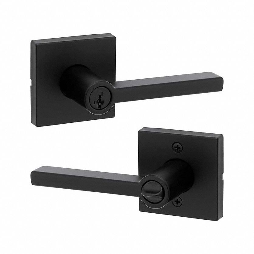 Door Lever Lockset: Office Lever Locksets, Black, ADA Compliant