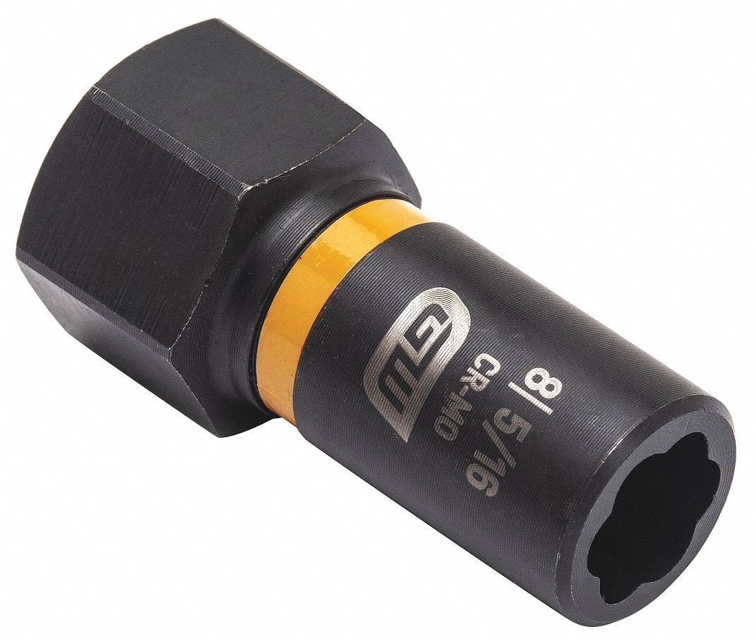 Bolt Extractor: 5/16 in Socket Size, 7-Point, Std, Black Oxide, Not Tether Capable
