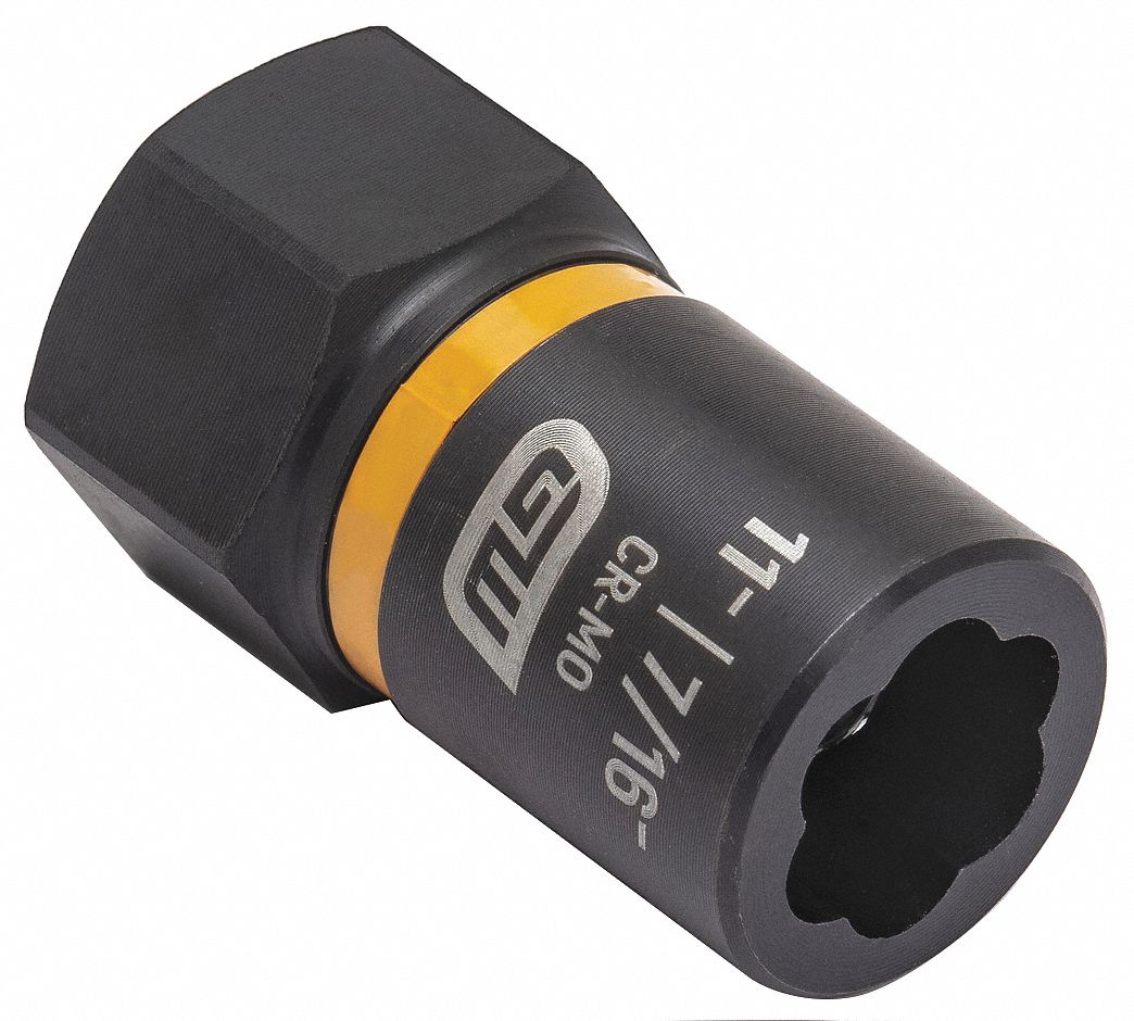 Bolt Extractor: 7/16 in Socket Size, 7-Point, Std, Black Oxide, Not Tether Capable