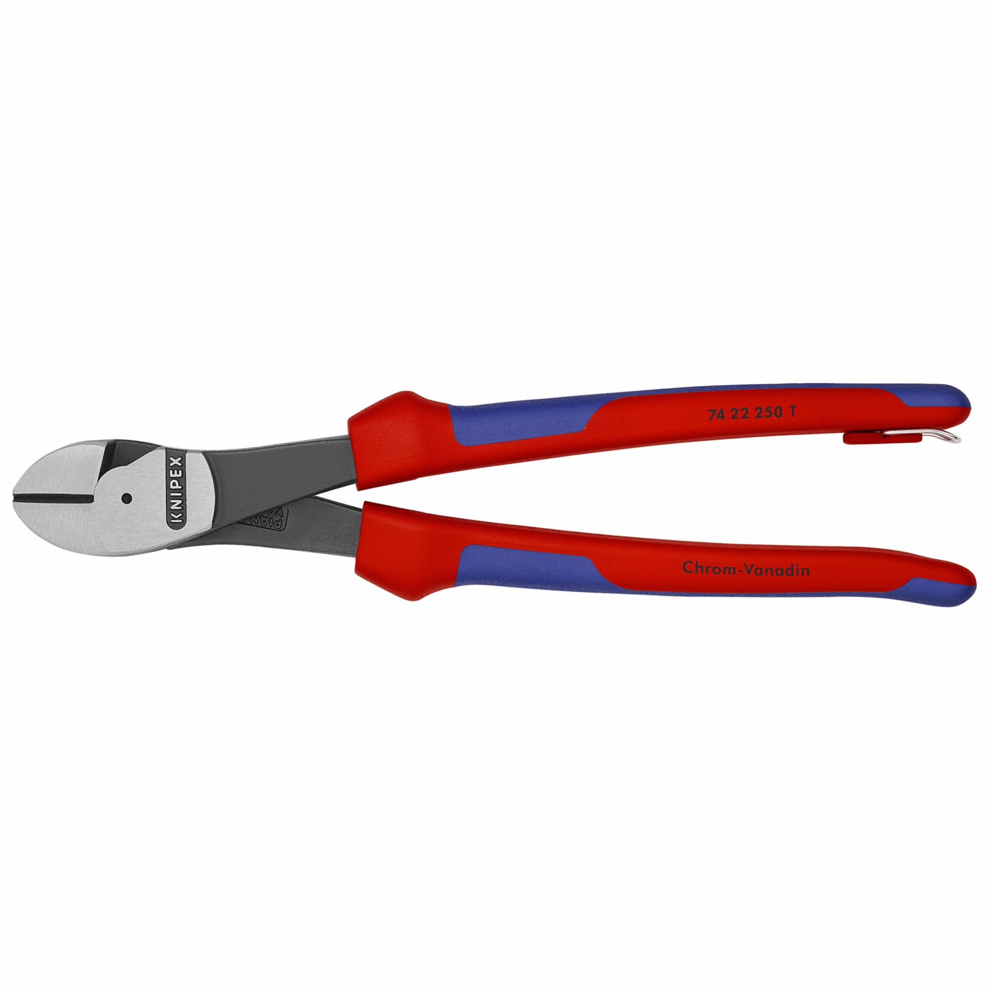 High Leverage Diagonal Cutting Plier: Std, Angled, Oval, 2 in Jaw Lg, 1 1/4 in Jaw Wd, Tether Ready
