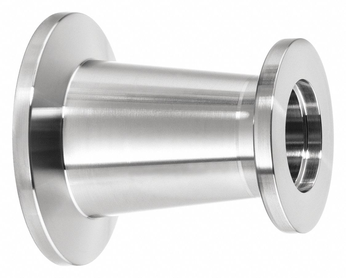 Vacuum Fitting Adapter: 1 1/2 in OD x 1 in Pipe, NW x NW, 304 Stainless Steel, 25/40