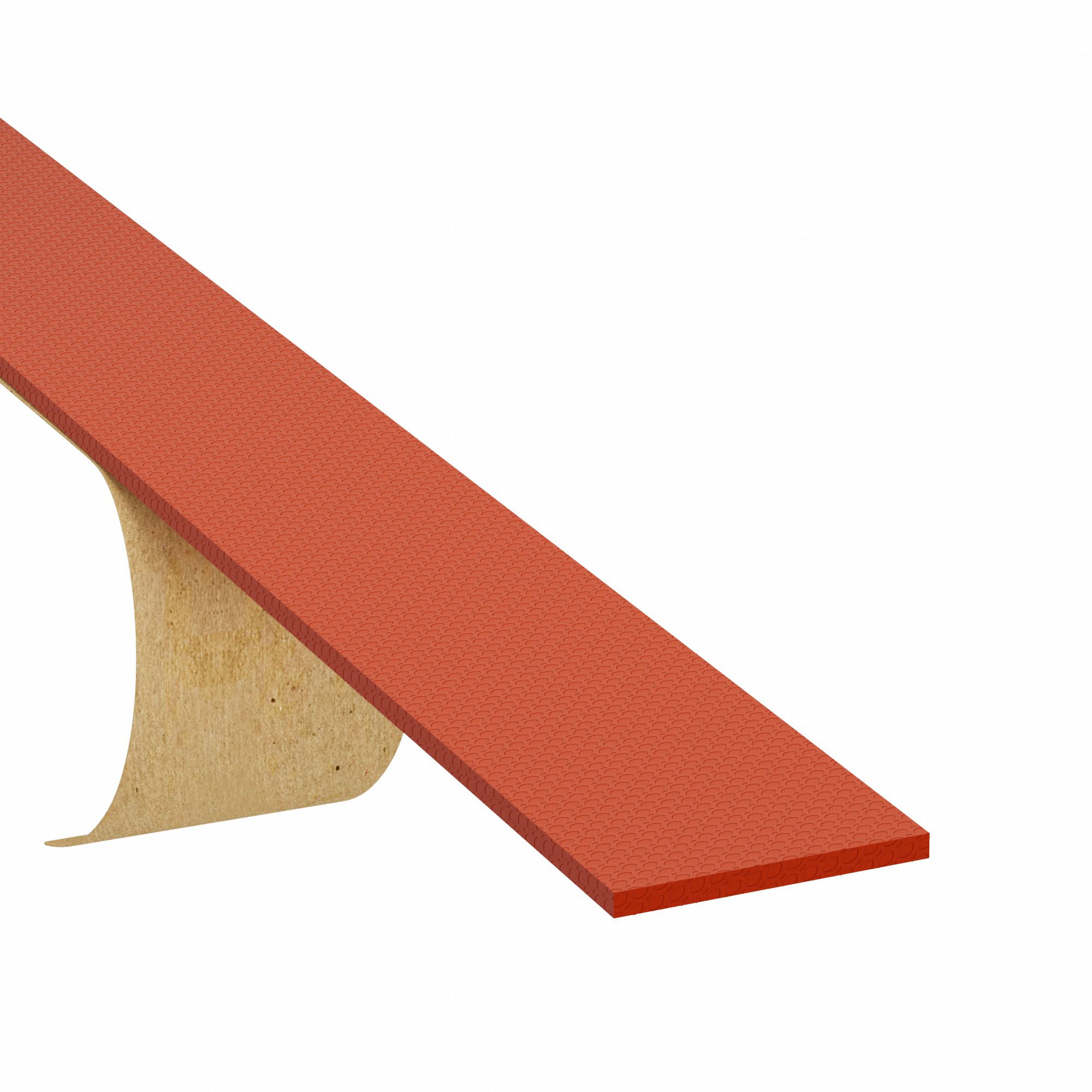 Foam Strip: Std, 1/4 in Thick, 2 1/2 in x 120 in, Red, Closed Cell, 1-Sided Adhesive, Textured