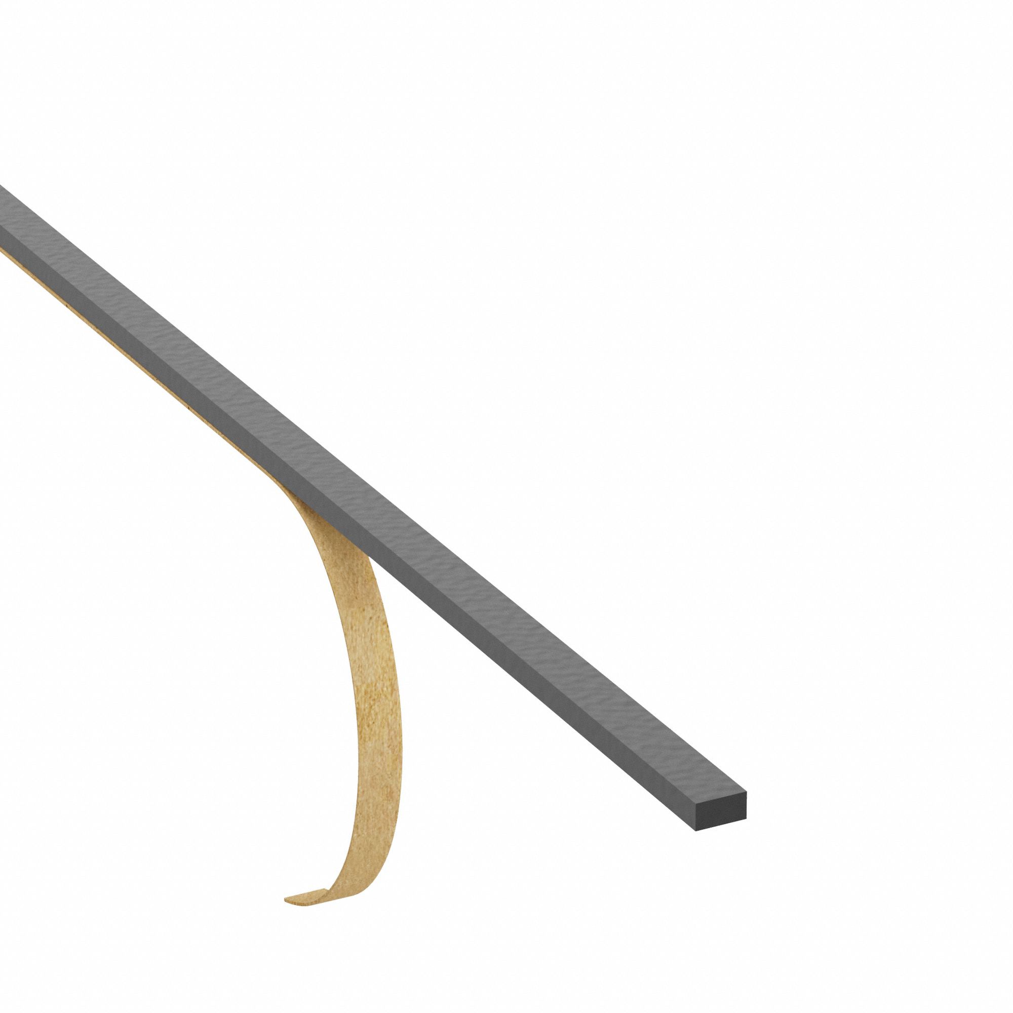 Foam Strip: Food Grade, 1/16 in Thick, 1/2 in x 72 in, Gray, Closed Cell, 1-Sided Adhesive