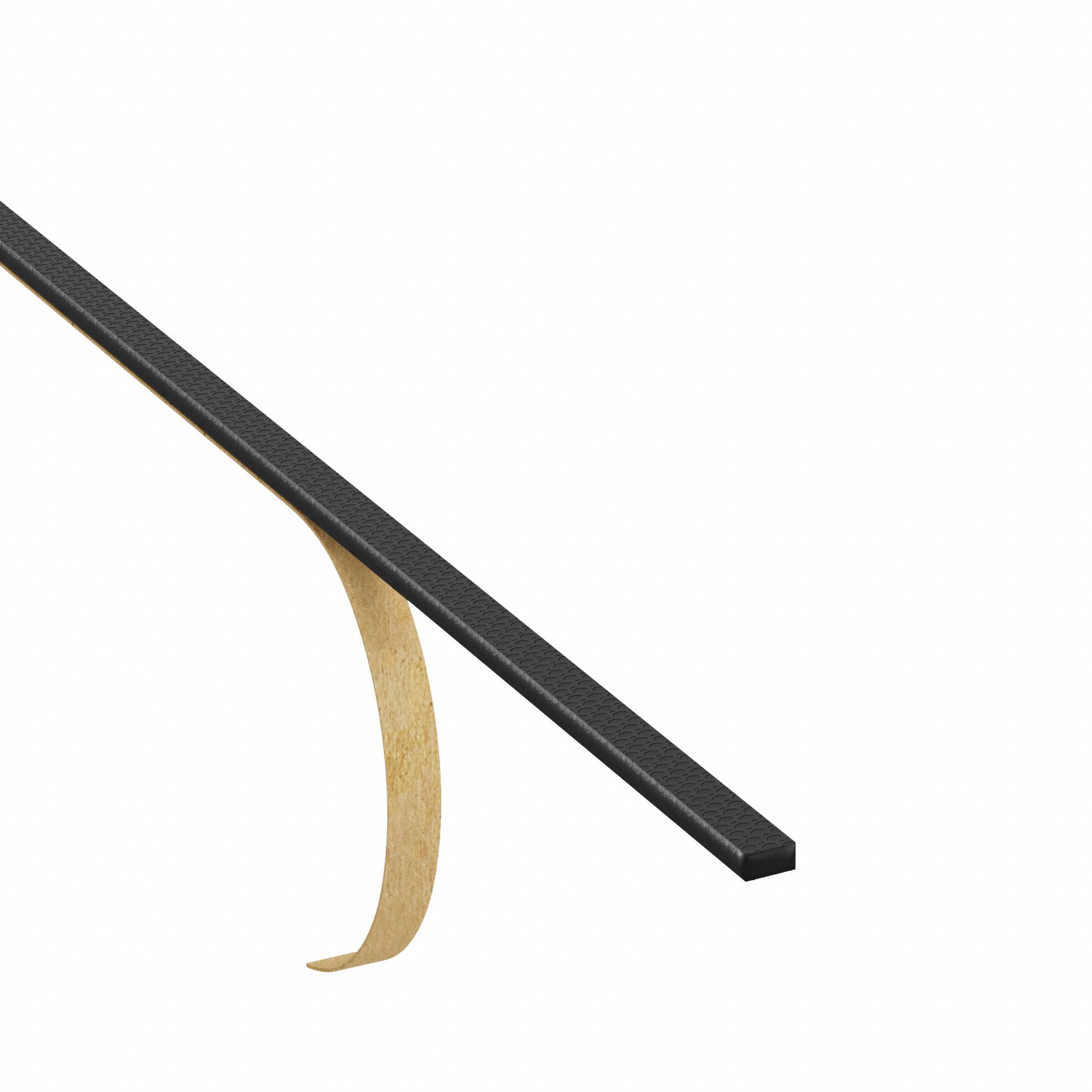 Foam Strip: Std, 1/16 in Thick, 1/2 in x 96 in, Black, Closed Cell, 1-Sided Adhesive, Textured