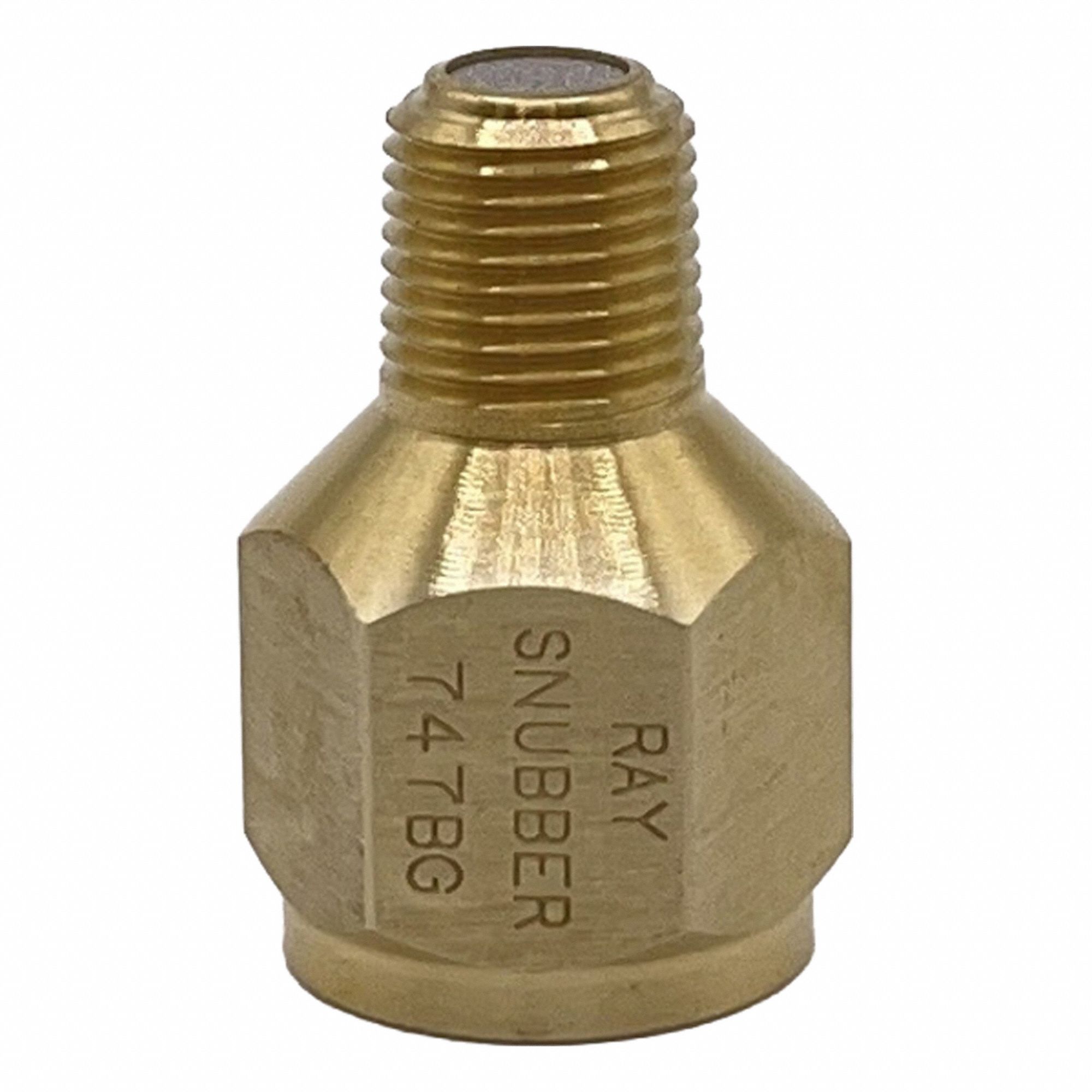 Pressure Gauge Snubber: Brass, Filter, Brass NPT, 3, 000 psi Max. Pressure, 0 Pistons, Air/Gases
