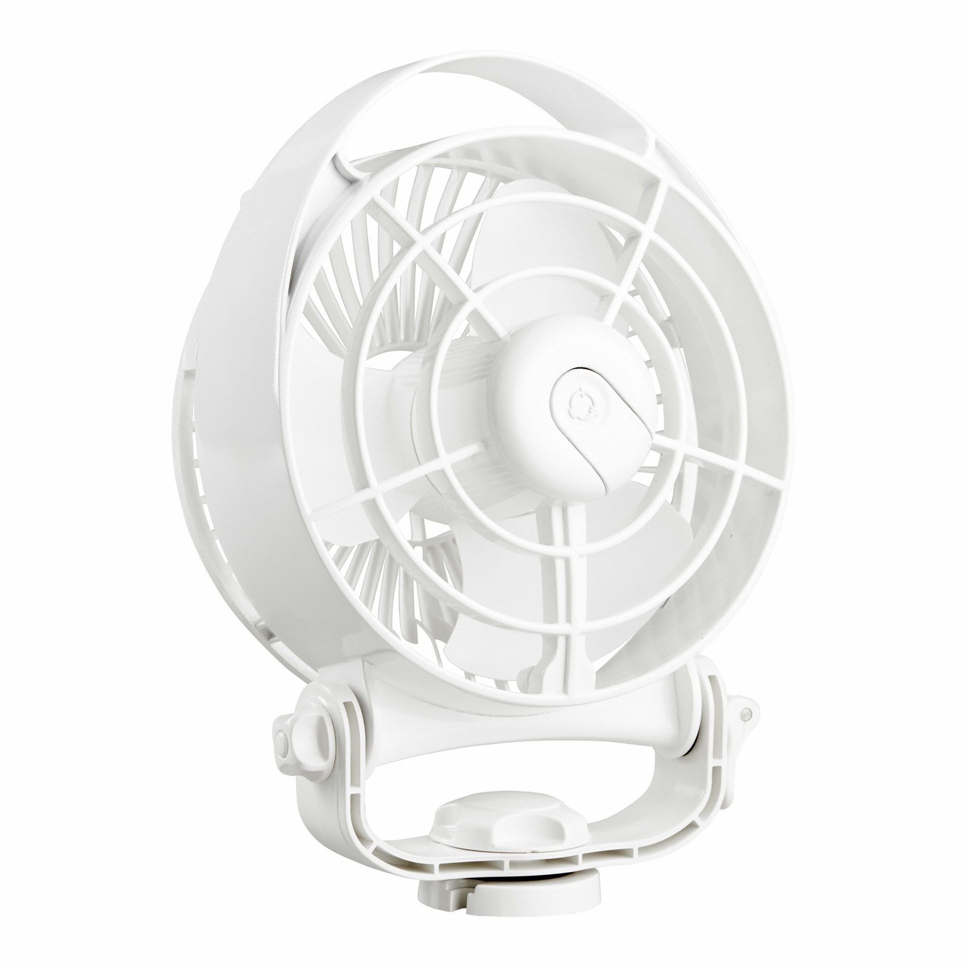 Compact 360 Degrees  Gimbal air flow: 12/24V DC, Hardwired, 6 in Blade Dia, Plastic