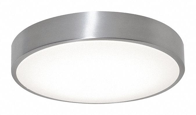 LED Flush Mount: 14 in Dia, Brushed Aluminum, 3 in Ht, 2, 500 lm, 3000K/3500K/4000K, 33 W, 120V AC