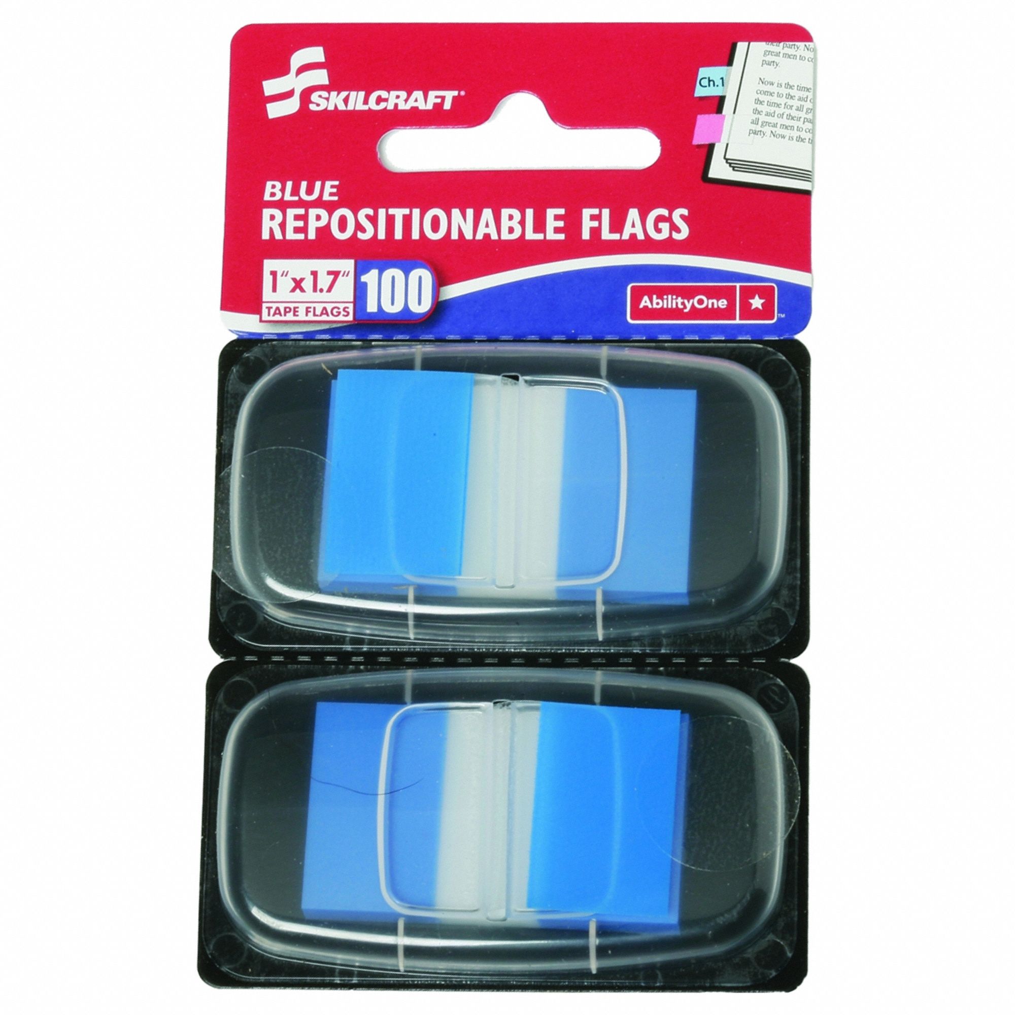 Sticky Flags: Blue, 50 Sheets per Pad, 100 Pads per Pack, 1 x 1 3/4 in, 100 PK