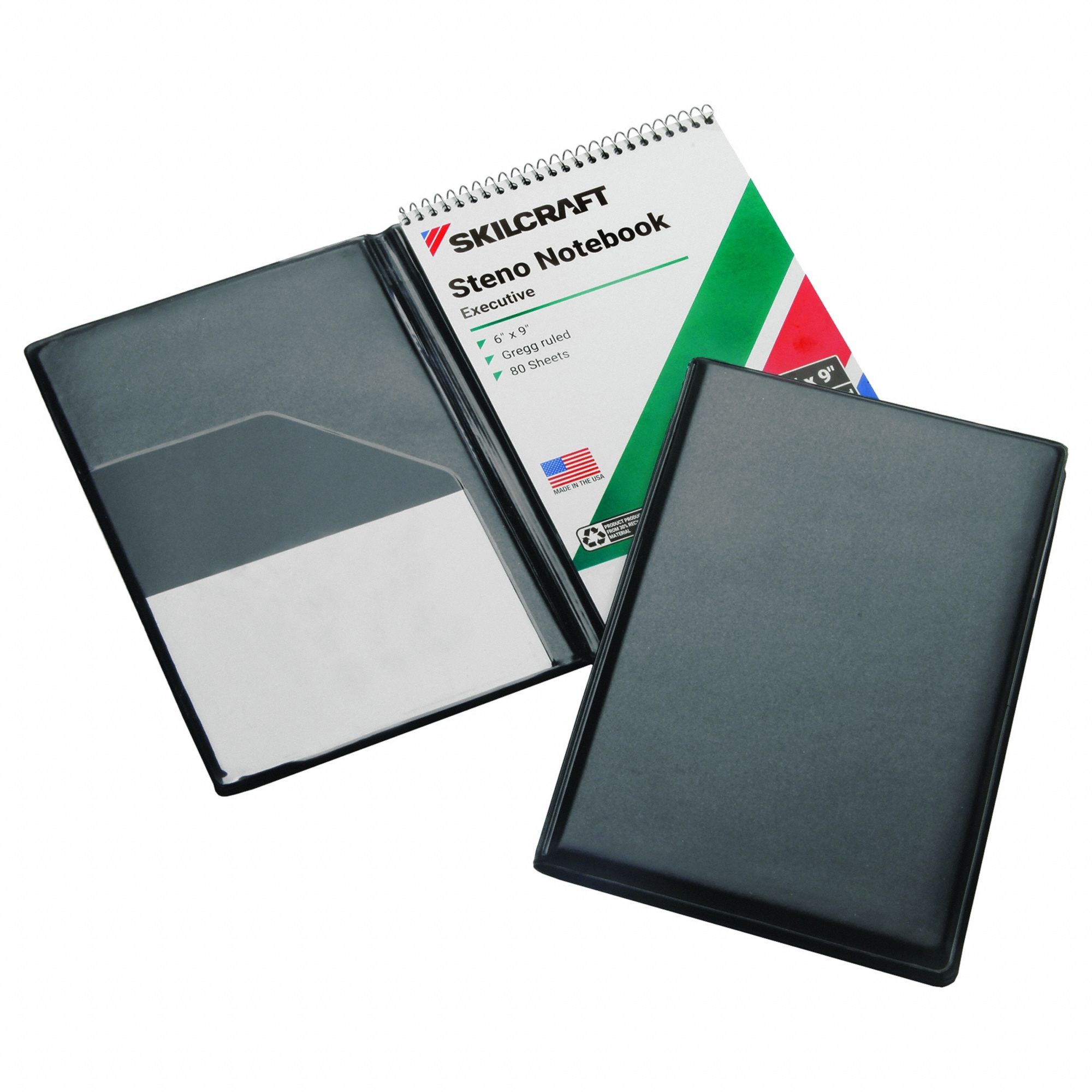 SKILCRAFT 7510-01-454-7388 Steno Pad Holder, Vinyl, Black, 9″ X 6″ 803TE7