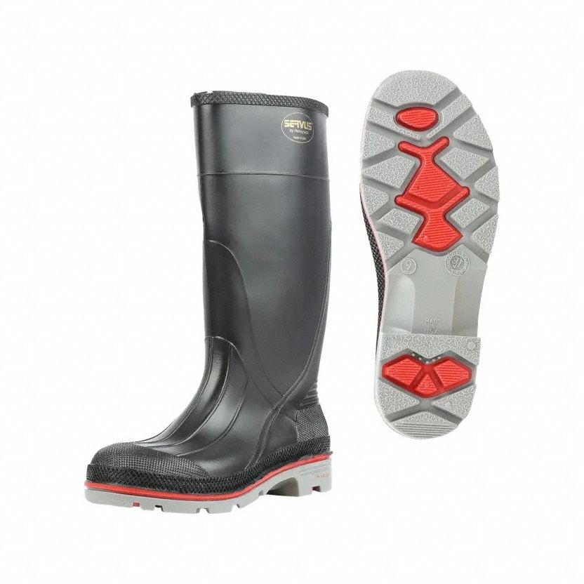 Rubber Boot: 11 Size, Knee Footwear, D, Black, PVC, PVC, PVC