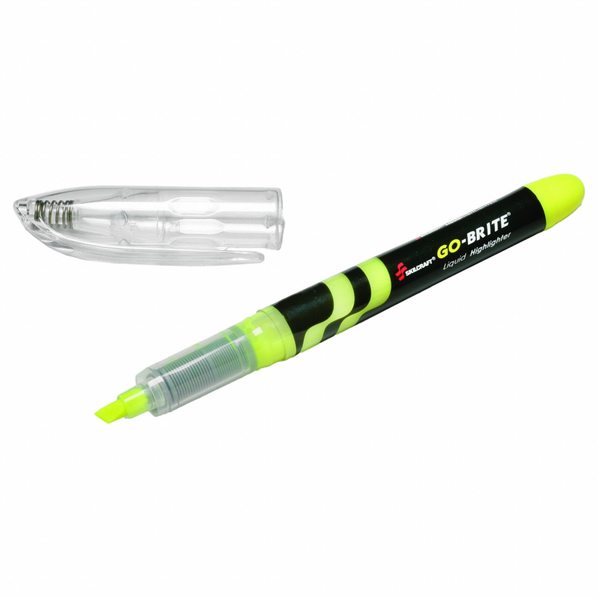 Highlighter: Yellow, Yellow, Chisel, Capped, Pen Style, Liquid, Non-Toxic, 6 PK