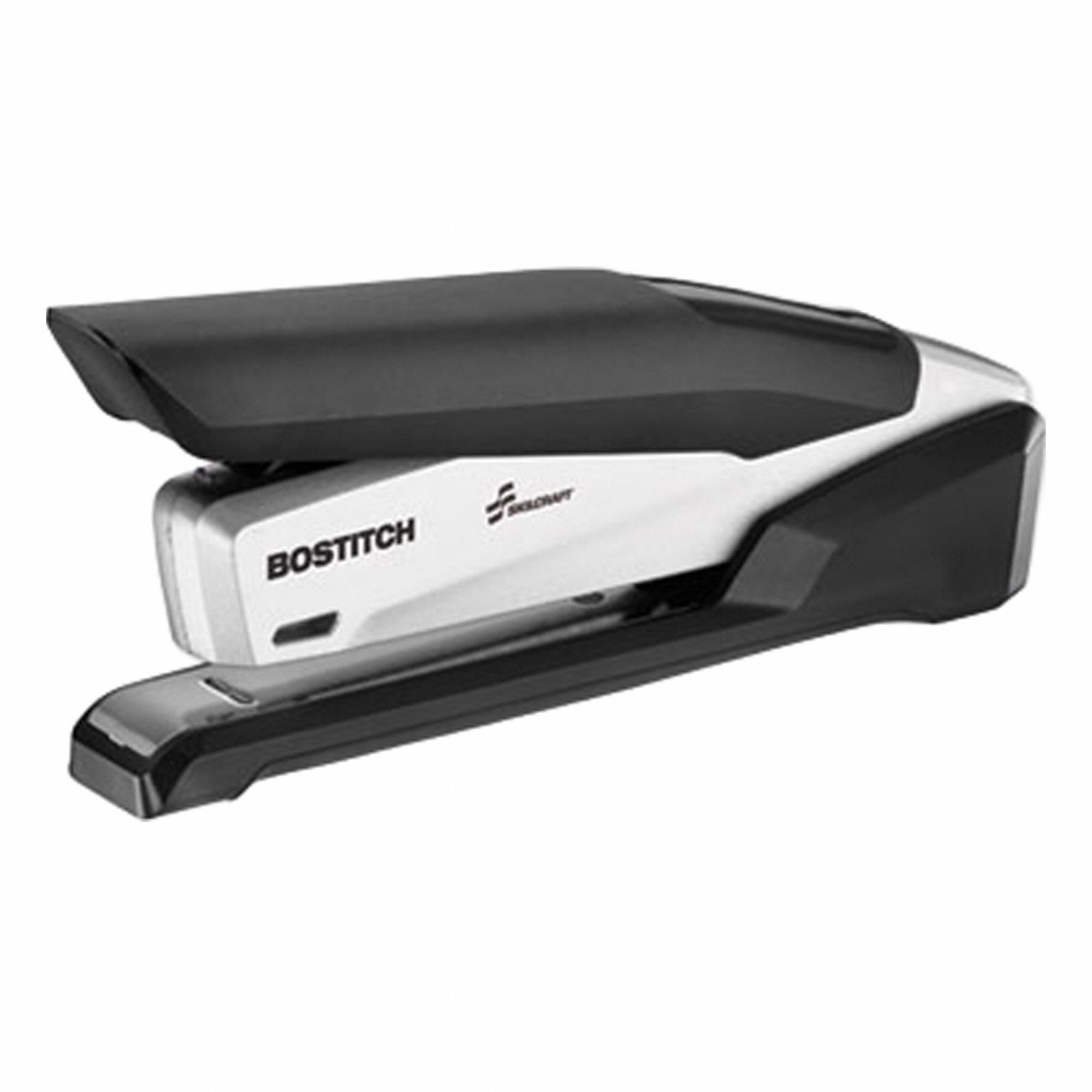 Manual Stapler: 20 Sheet Capacity, 125 Staple Capacity, Top Loading, Black/Gray
