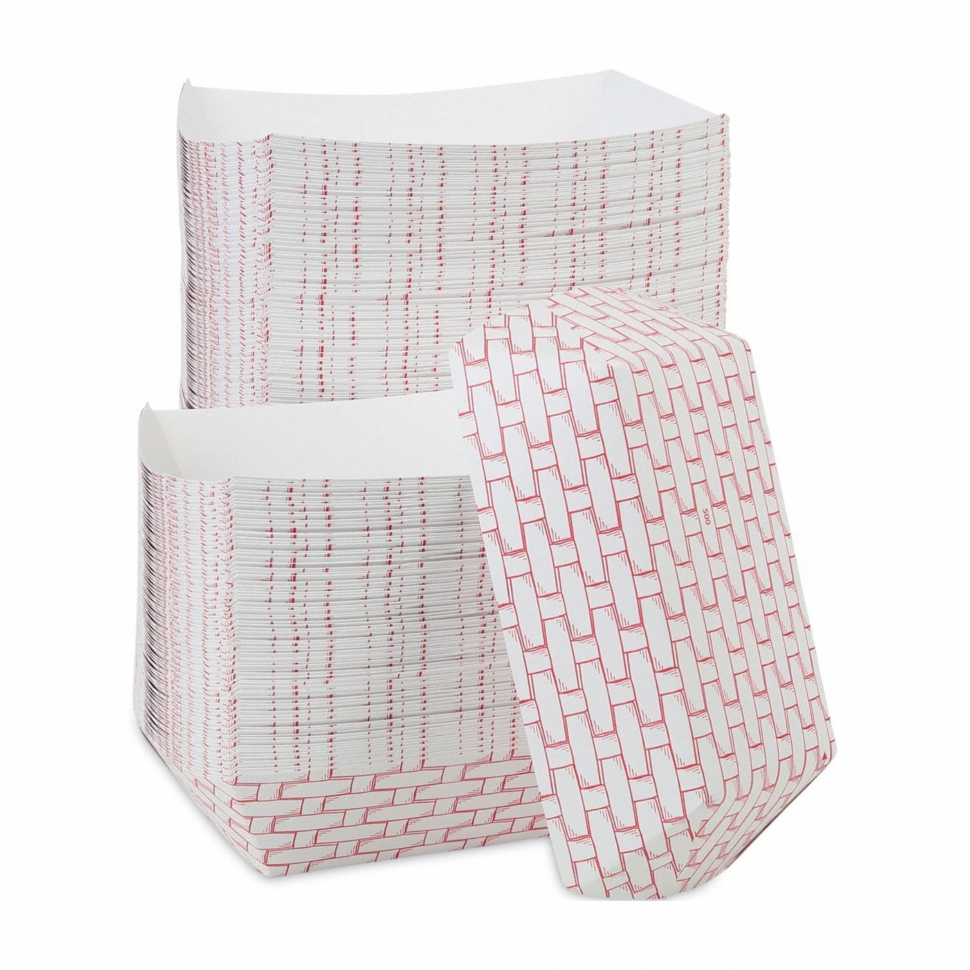 Disposable Food Tray: 1 Compartments, 2 1/8 in Ht, 5 1/2 in Wd, 8 5/8 in Lg, Red/White, 500 PK