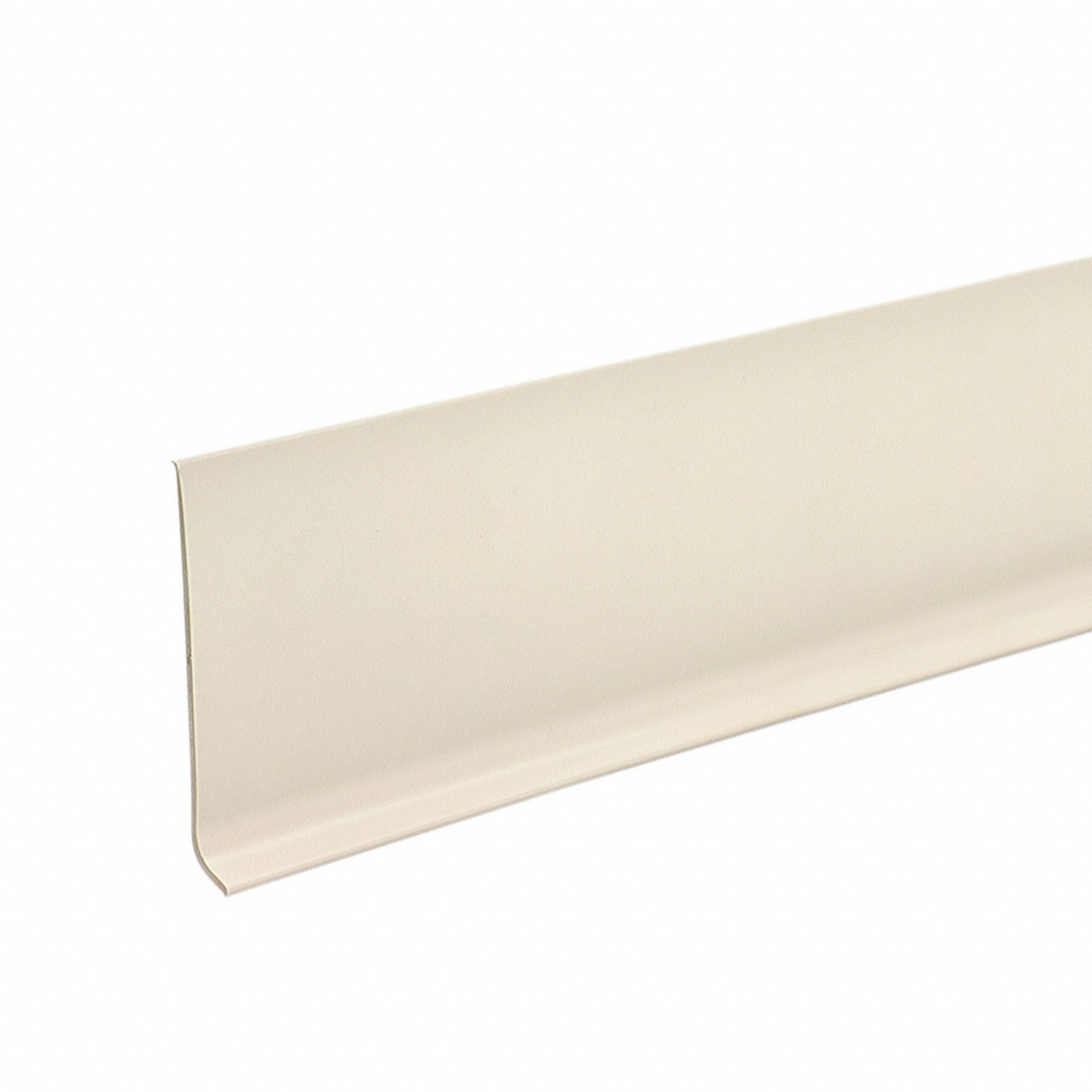 Wall Base Molding: Almond, Vinyl, 4 ft Overall Lg, 4 in Overall Ht, Strips, Coved