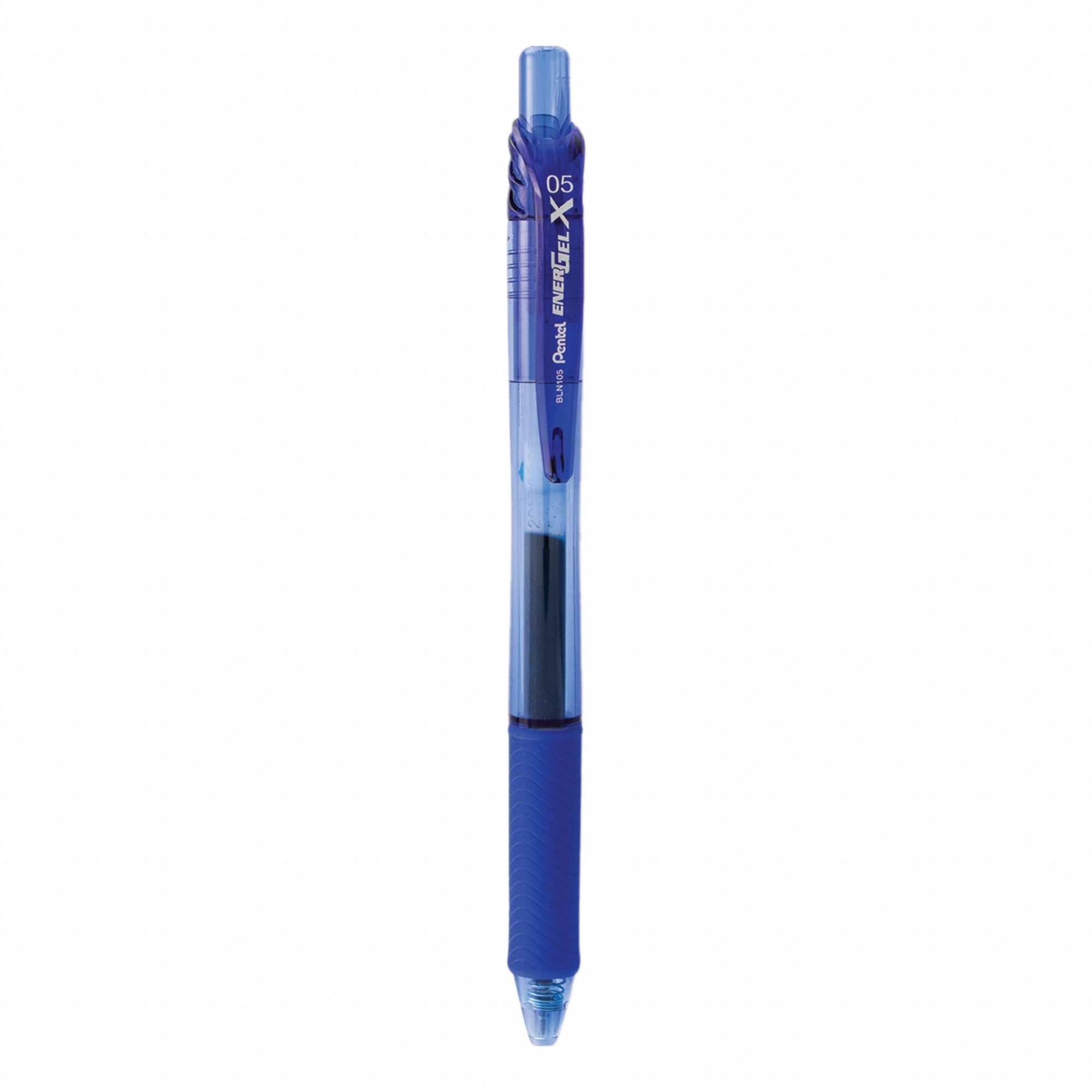 Pen Set: EnerGel-X®, Blue, 0.5 mm, Retractable, Blue, Plastic, Cushion Included, Fine, 12 PK