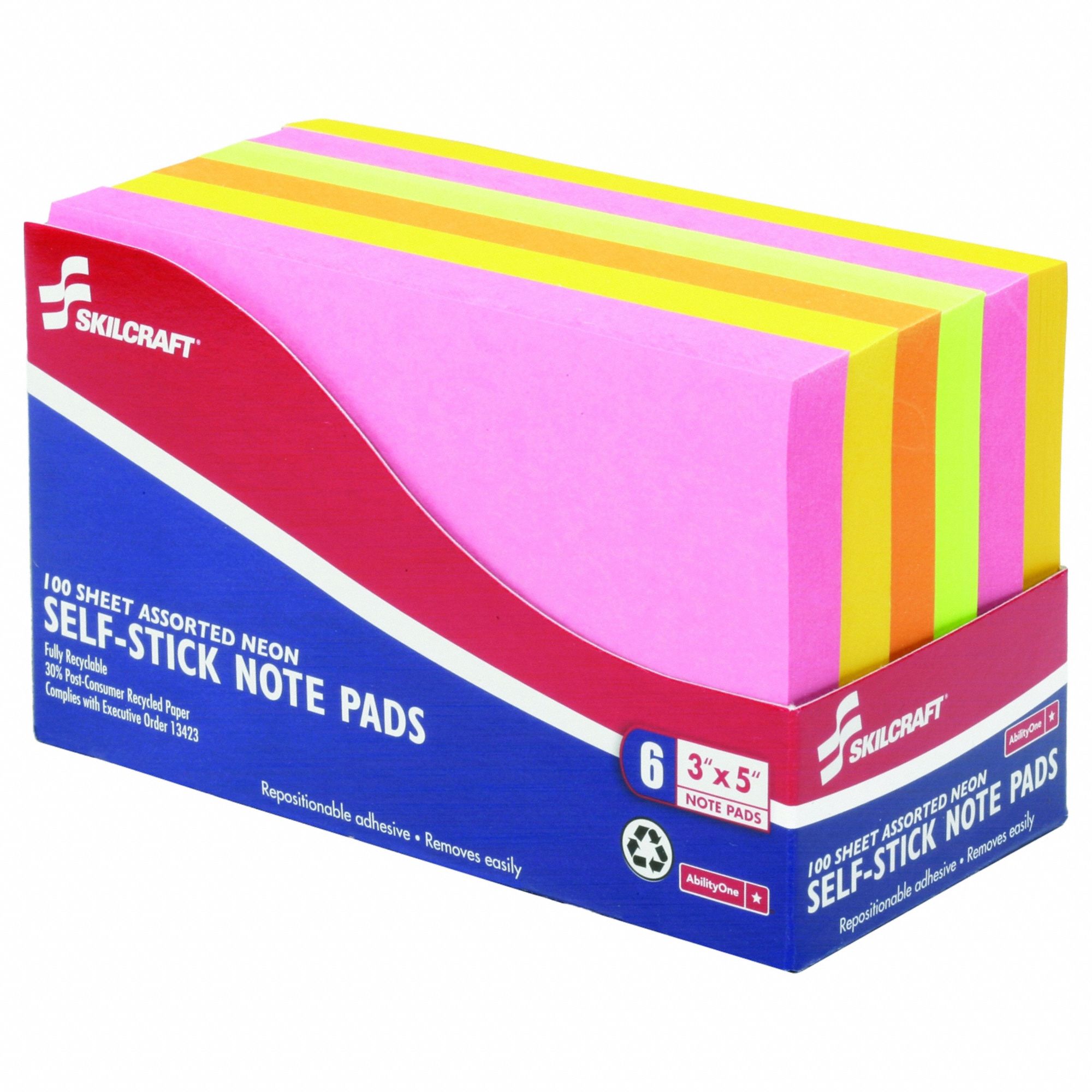 Sticky Notes: Assorted Neon, Super Sticky, 100 Sheets per Pad, 6 Pads per Pack, 6 PK
