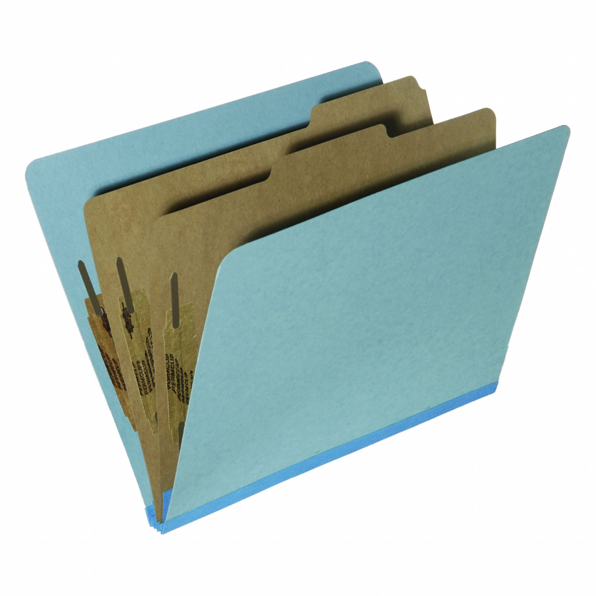 File Folders: 8 1/2 in Ht, 11 in Wd, Light Blue, 25 pt. Pressboard, 10 PK