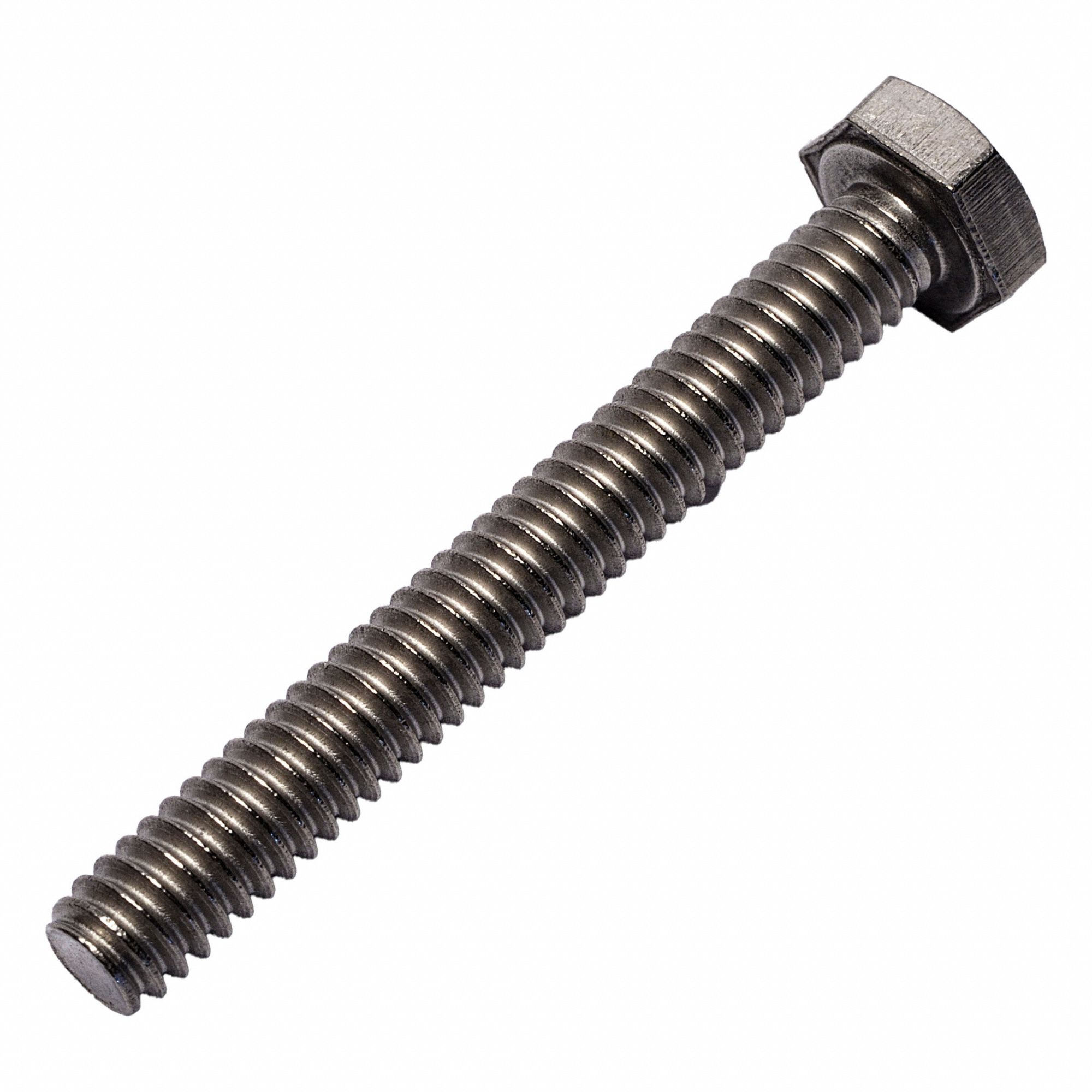 Hex Head Cap Screw: Titanium, Grade 2, Plain, 1/4"-20, UNC, 2 in lg, Fully Threaded, 7/16 in Head Wd