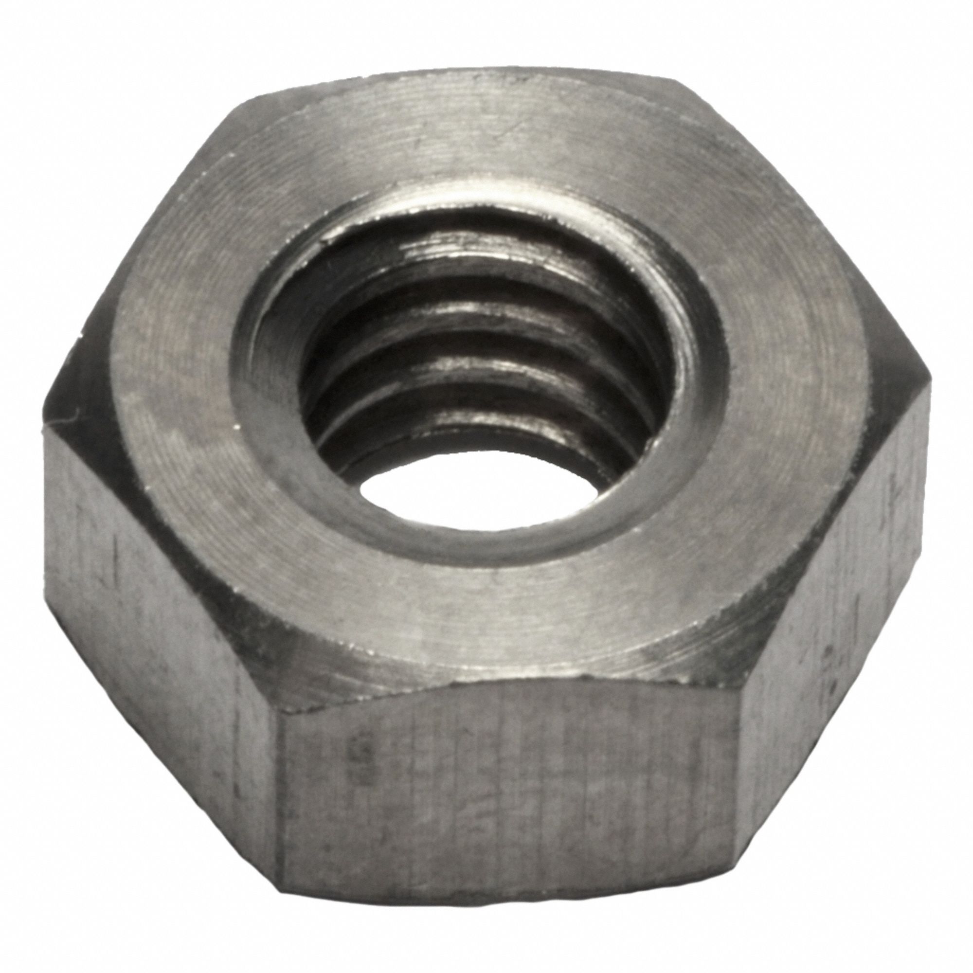 Hex Nut: Std Hex, 1/4"-20 Thread, 7/16 in Hex Wd, 7/32 in Hex Ht, Titanium, Grade 2, Plain, Std