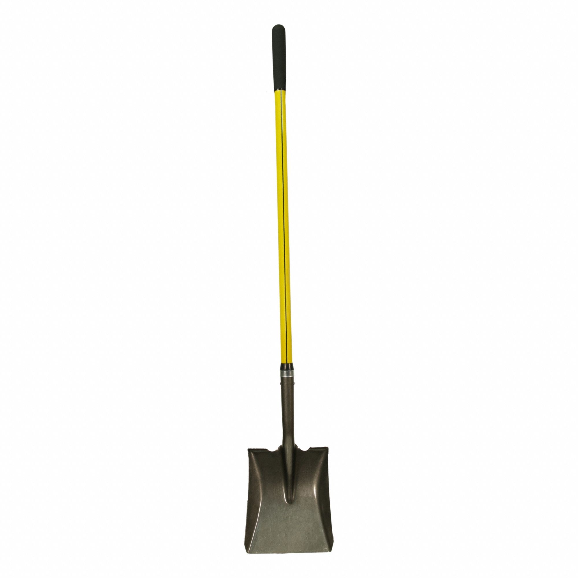 Square Point Shovel: Steel Blade, 14 ga, Straight Handle Type, Fiberglass Handle