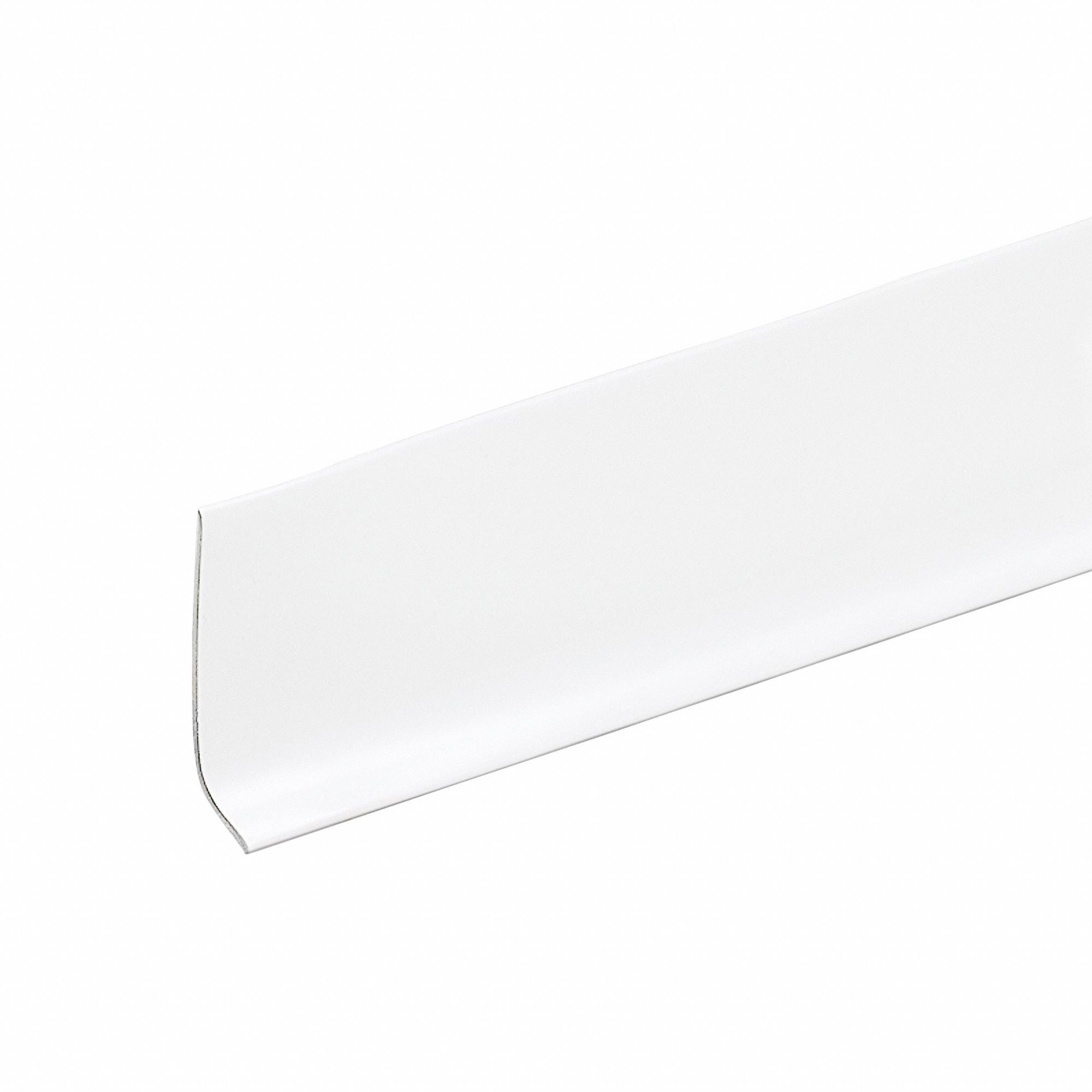 Wall Base Molding: White, Vinyl, 120 ft Overall Lg, 2 1/2 in Overall Ht, Roll