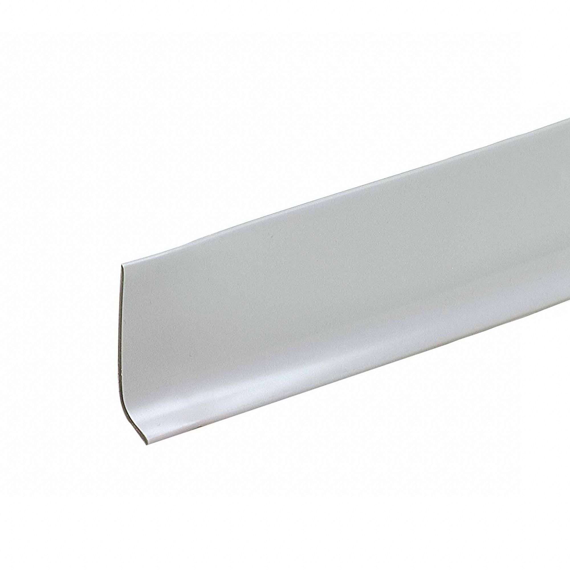 Wall Base Molding: Silver, Vinyl, 120 ft Overall Lg, 2 1/2 in Overall Ht, Roll