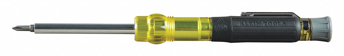 MULTI-BIT SCREWDRIVER, PHILLIPS/SLOTTED TIP, #0/1/8 IN TIP SIZE, 2 TIPS, QUICK CHANGE